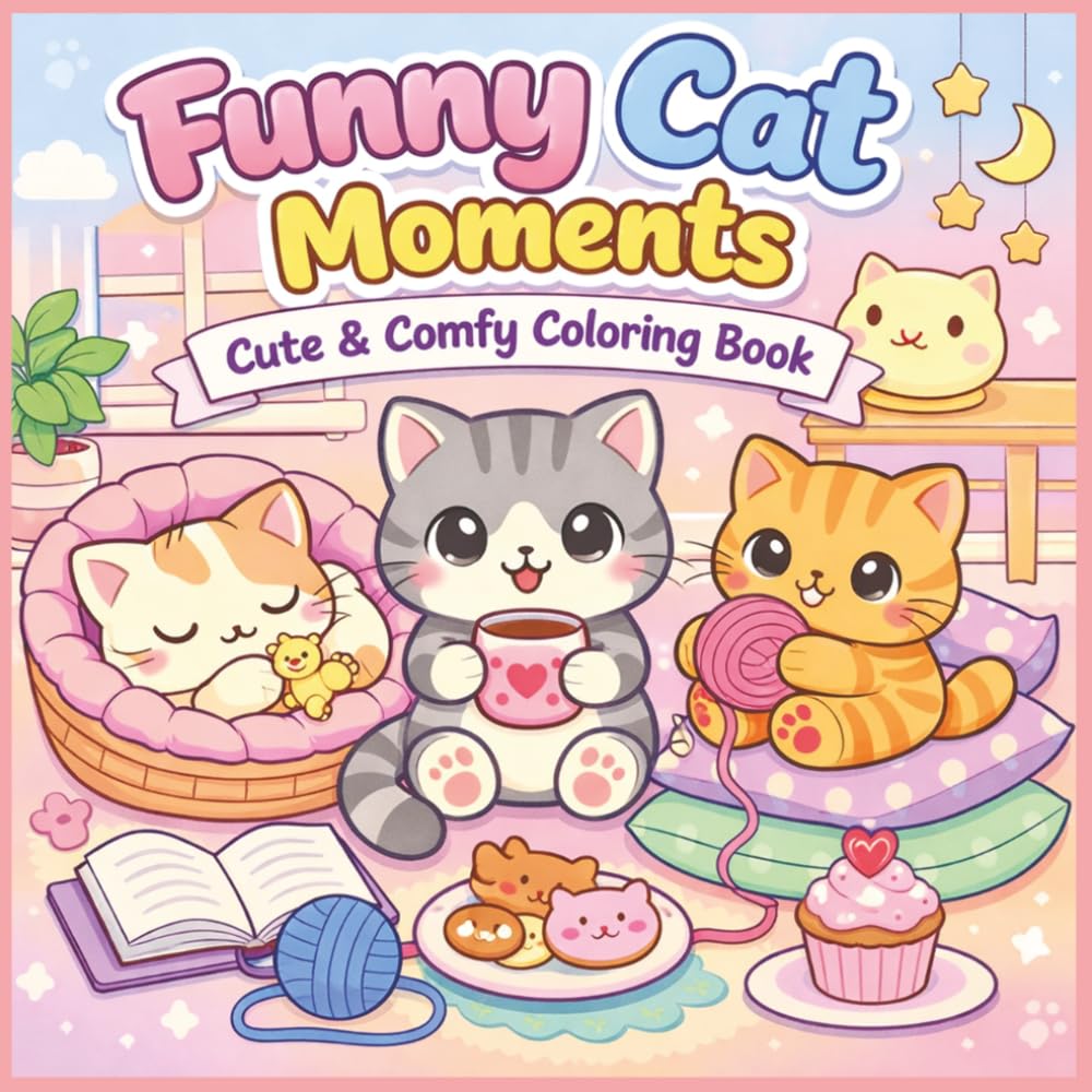 Cat Moments: Coloring Book for Adults and Teens Featuring Cat Moments with Easy and Simple Designs for Relaxation: Cute, Simple, and Stress-Relieving ... Perfect for Calm, Creativity, and Fun