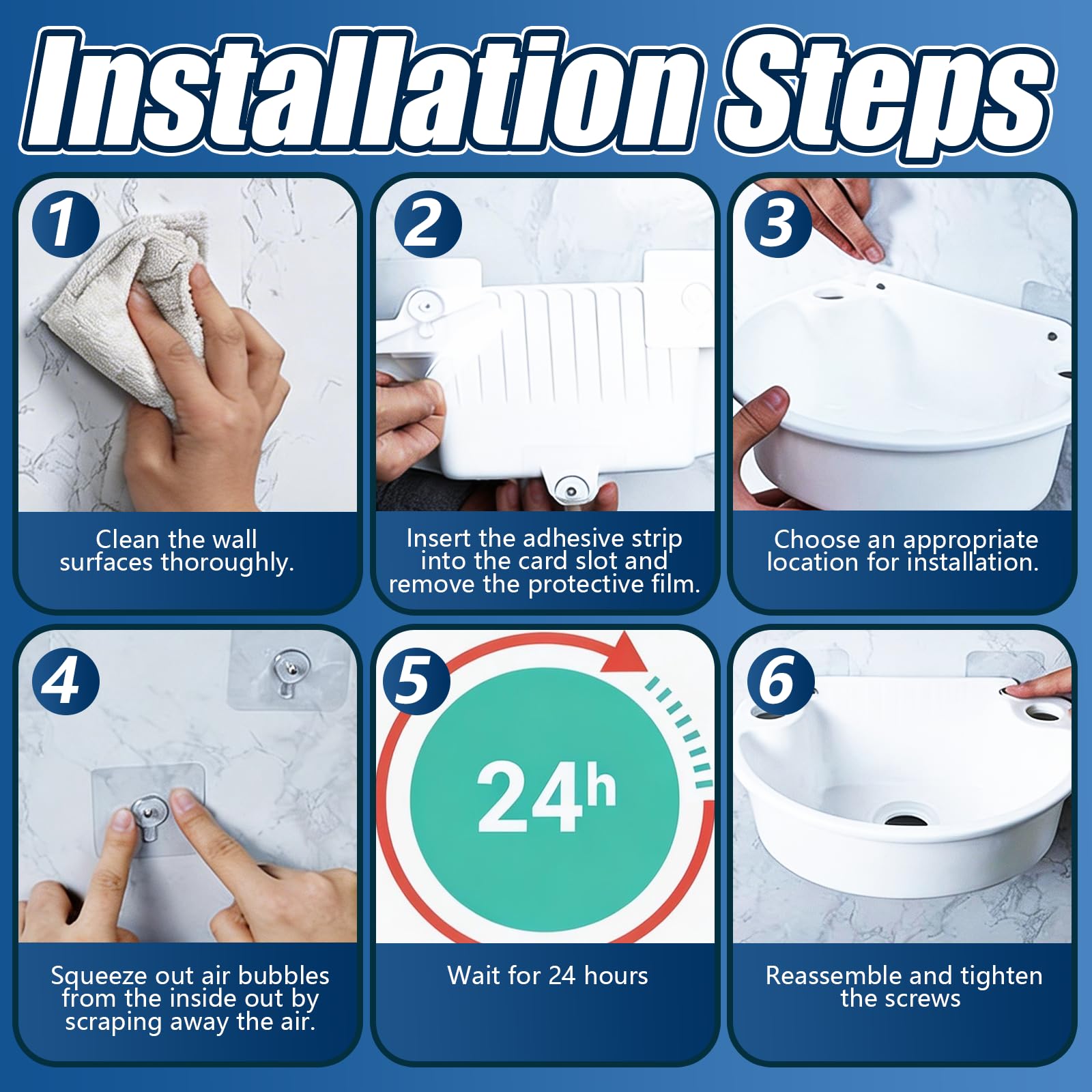 Lavabo de Pared Plástico con Grifo Mezclador, Kit Completo para Baño Jardín Camping Blanco
