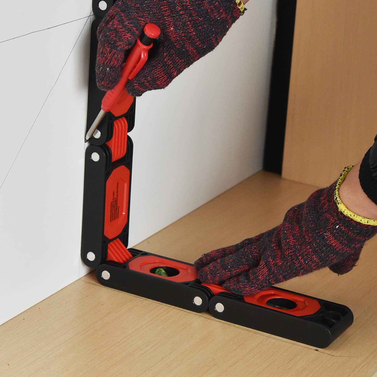 Medidor plegable multifunción, medición de ángulo, herramientas de carpintería, tuberías, escaleras, esquinas, regla plegable, herramienta plegable, función única con estuches, herramienta de medición