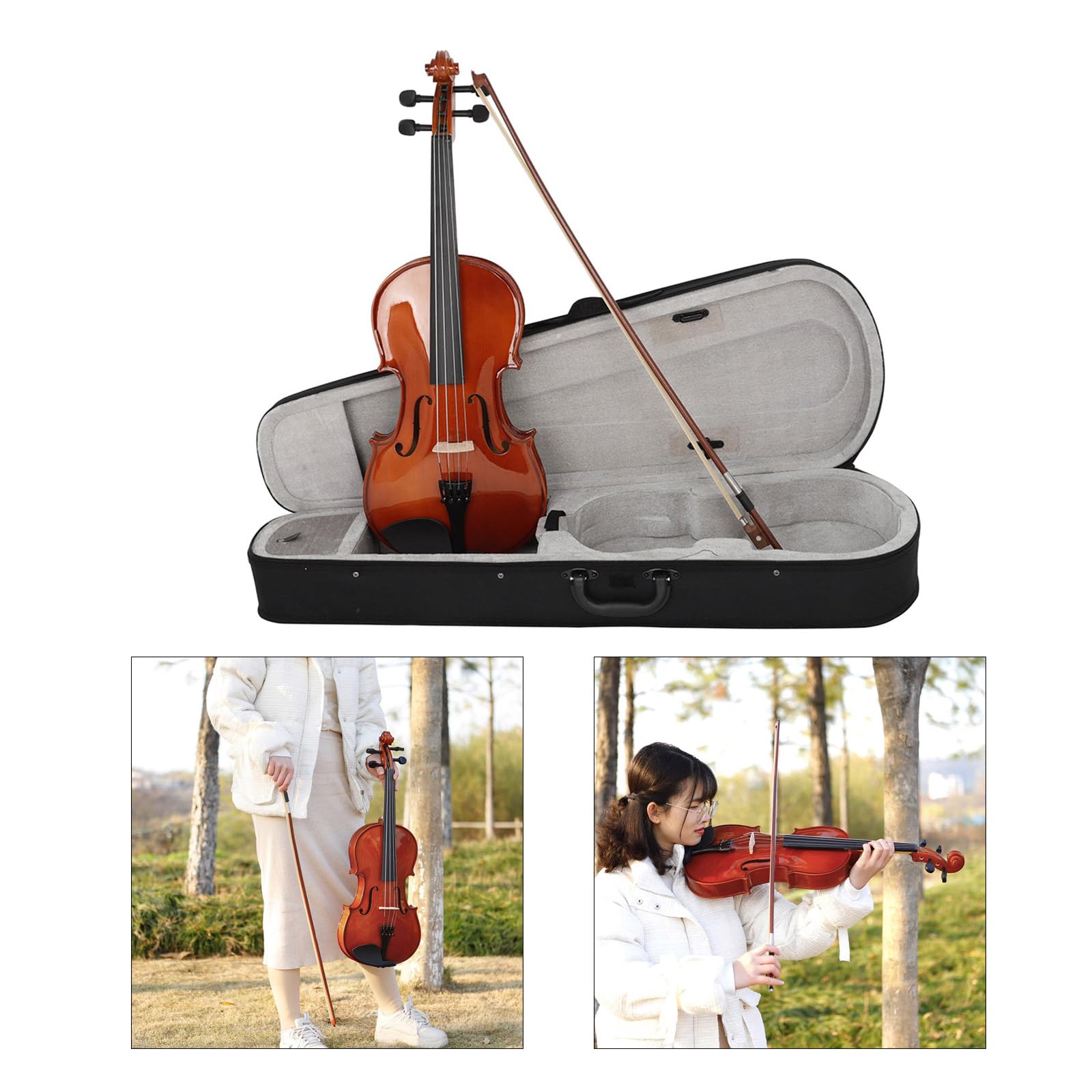 Pannello di legno viola in abete lucidato a mano con fiocchi e custodia per il trasporto professionale 4/4 viola per pratica e performance