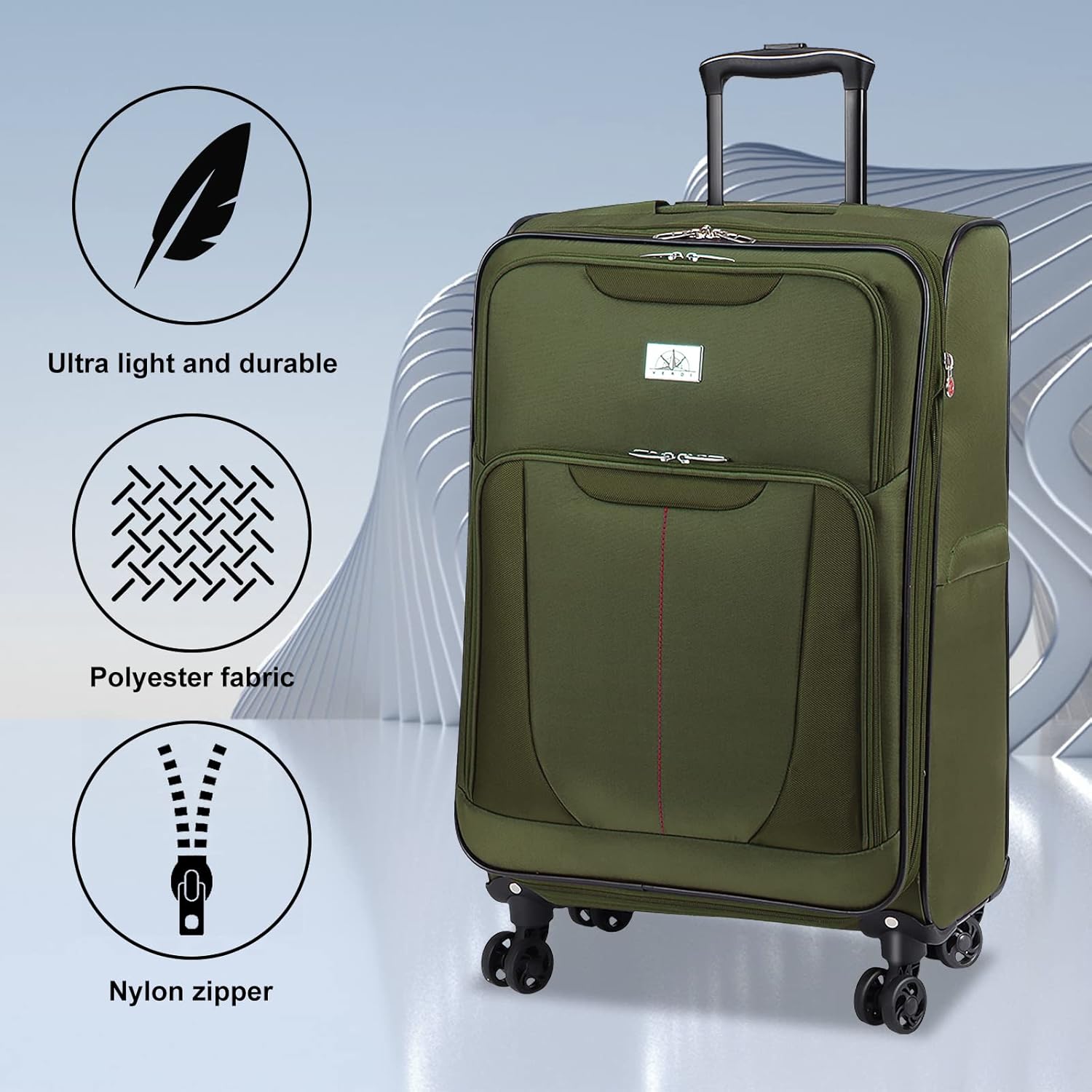 review Verdi 20 Inch Luggage – Expandable Durable Softside Lightweight Suitcase with 8-wheel Spinners Carryon Bag olive