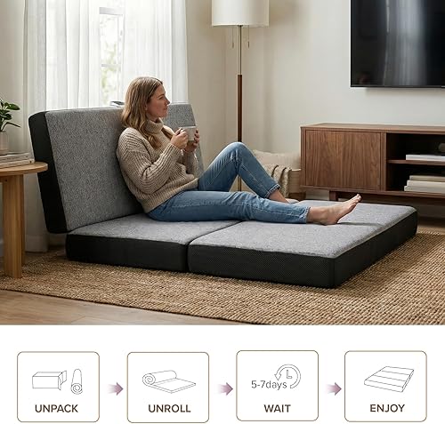 Miniatura 7 de Vamcheer Colchón triple plegable tamaño Queen – Colchón plegable de 6 pulgadas para caravana, campamento, viajes, habitación de invitados, yoga,