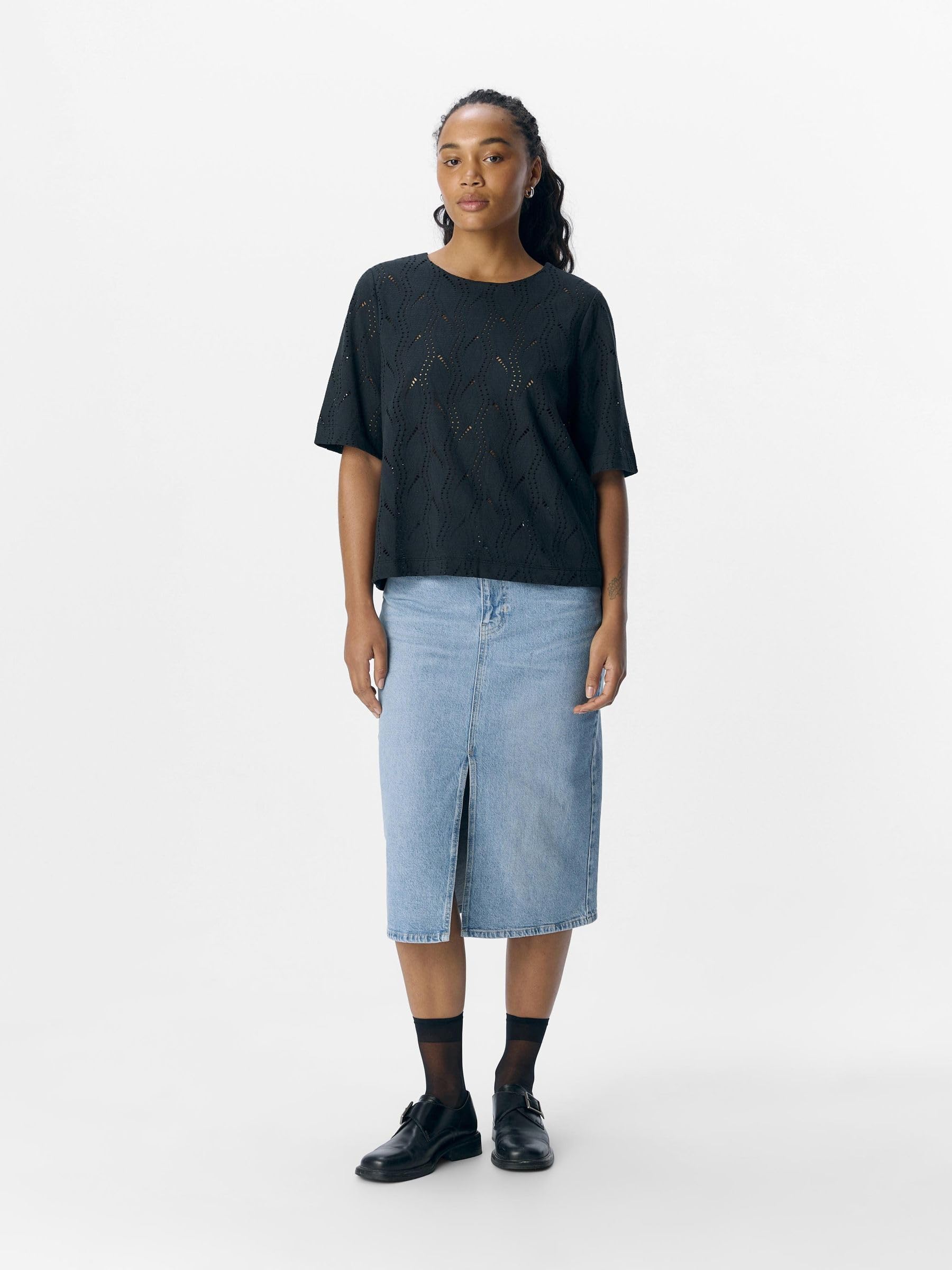 Objava 2/4 Lo O-Neck Top Noos, czarny, M