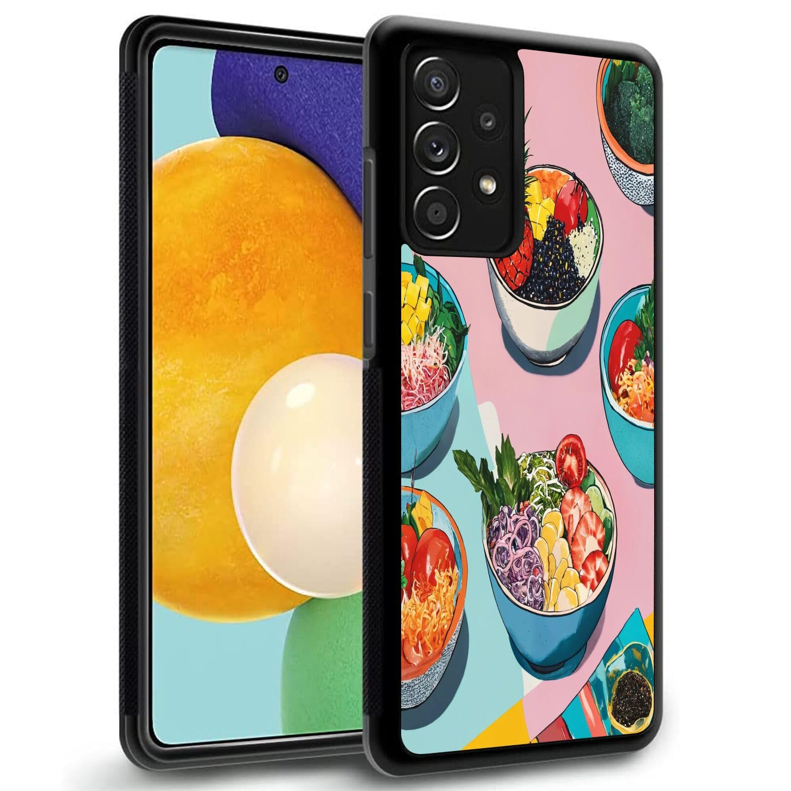 Black TPU Case Fits Samsung Galaxy A6 A60 A7 A71 A72 A73 A8 A8+ A9 A90 A91 4G/5G with Poke Bowl-AE2 Anti Scratched