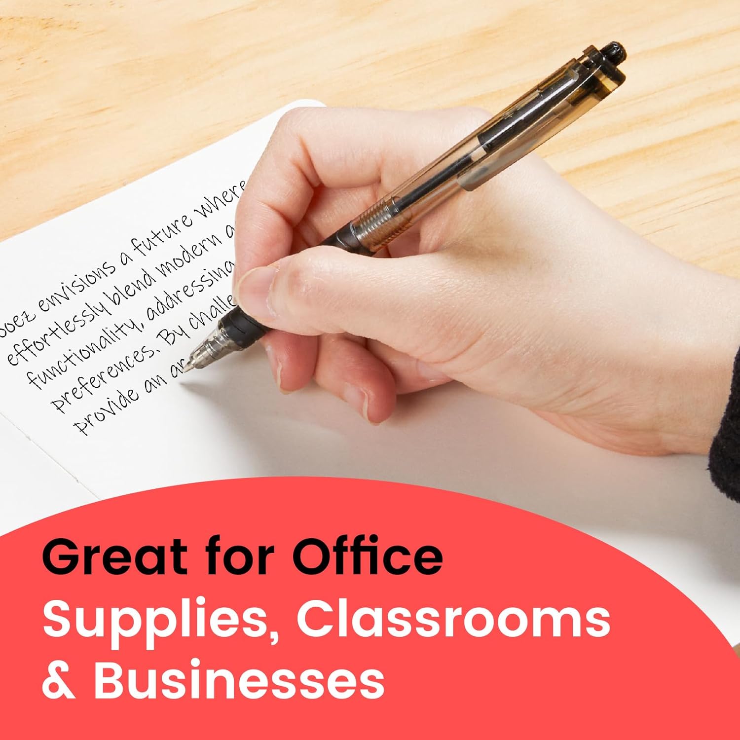 Sooez 40 Pack Bulk Pens Ballpoint Smooth Writing pens, Retractable Black Ink Pen, Medium Point 1.0mm Click Pens for Journaling, Soft Grip Box of Pen Office Supplies for Nurse,Server, Note Taking,Black - Image 5