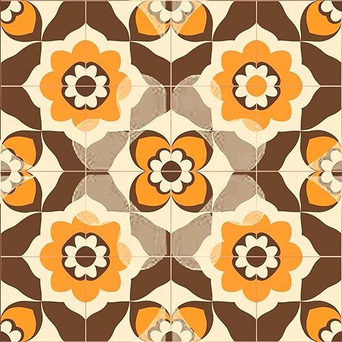 Miniatura 15 de IVN 10 PIEZAS 30x30 Centímetros Azulejos de Despegar y Pegar Retro Circulares Coloridos Adhesivos Autoadhesivos de PVC Vinilo Pegatinas para Retro