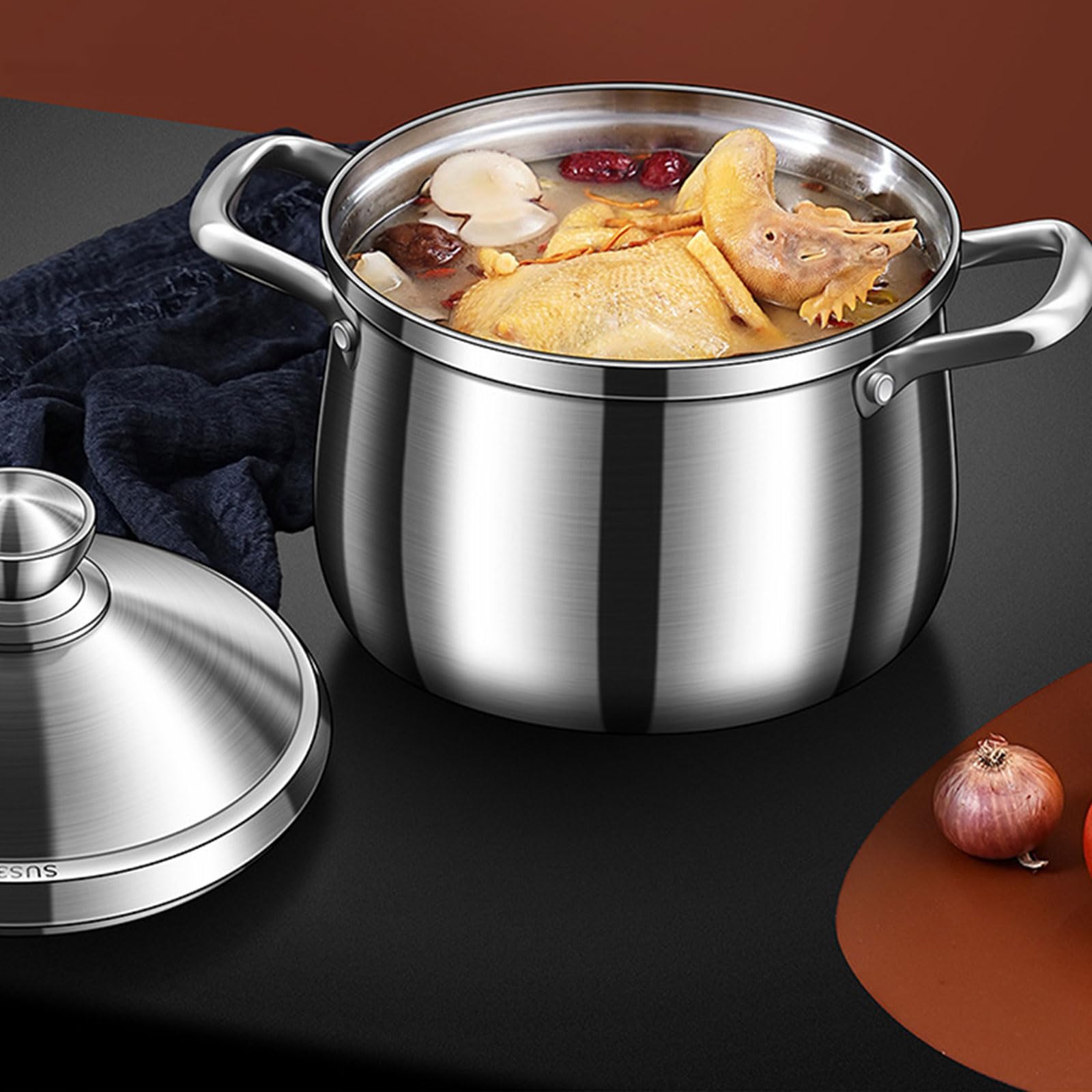 Funktionelle, induktionssichere Suppentöpfe, Suppentöpfe mit antihaftbeschichtetem Boden und Dampfschale Einmachen und Kochen Freien Suppentöpfe mit ergonomischem
