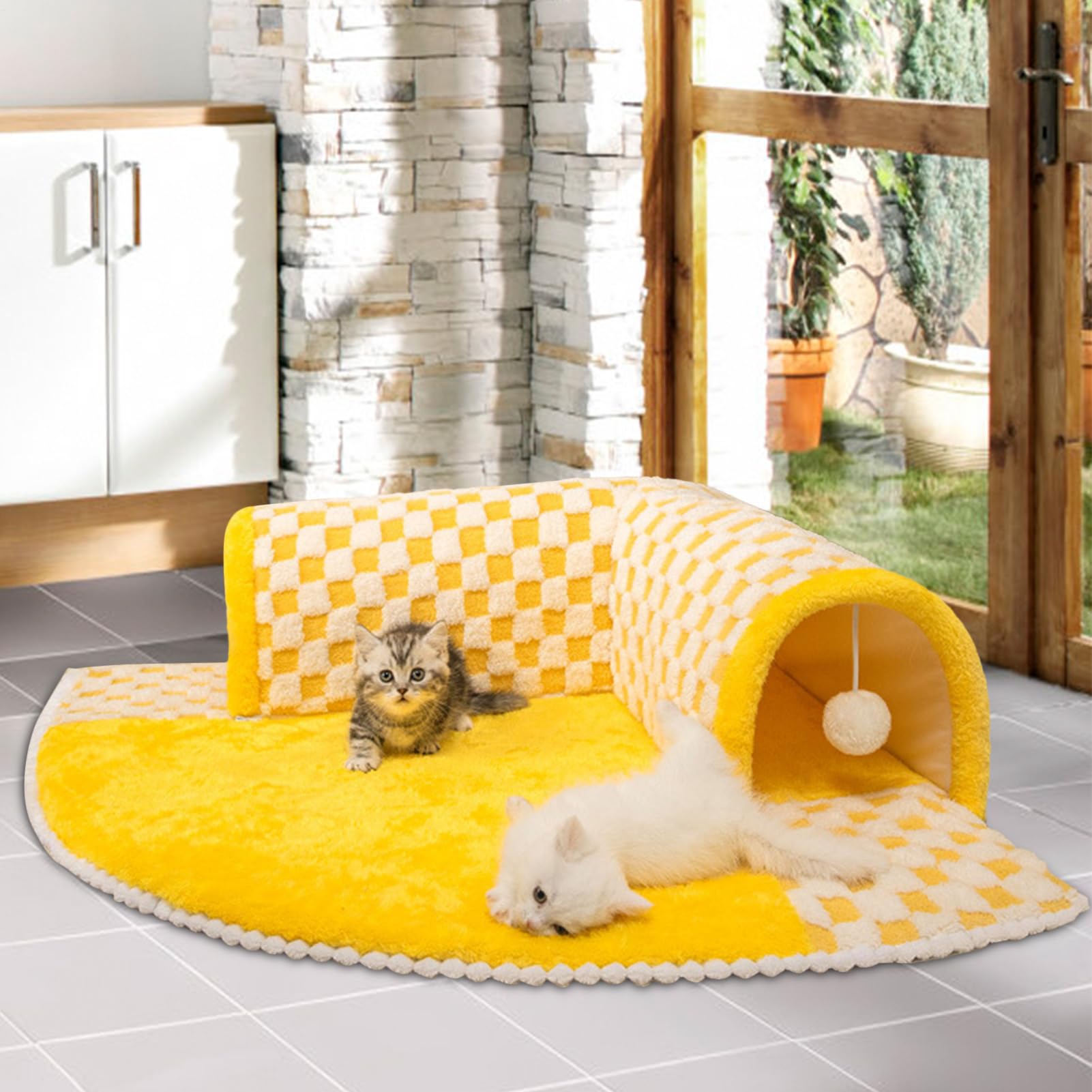 para Gatos Desmontable Parque De Juegos para Mascotas con Escondite Y Fondo | Cueva Para Gatos Con Juego De Peekaboo Para Gatitos Y Conejos Para Dormir Hacer Siestas Descansar Y Jug