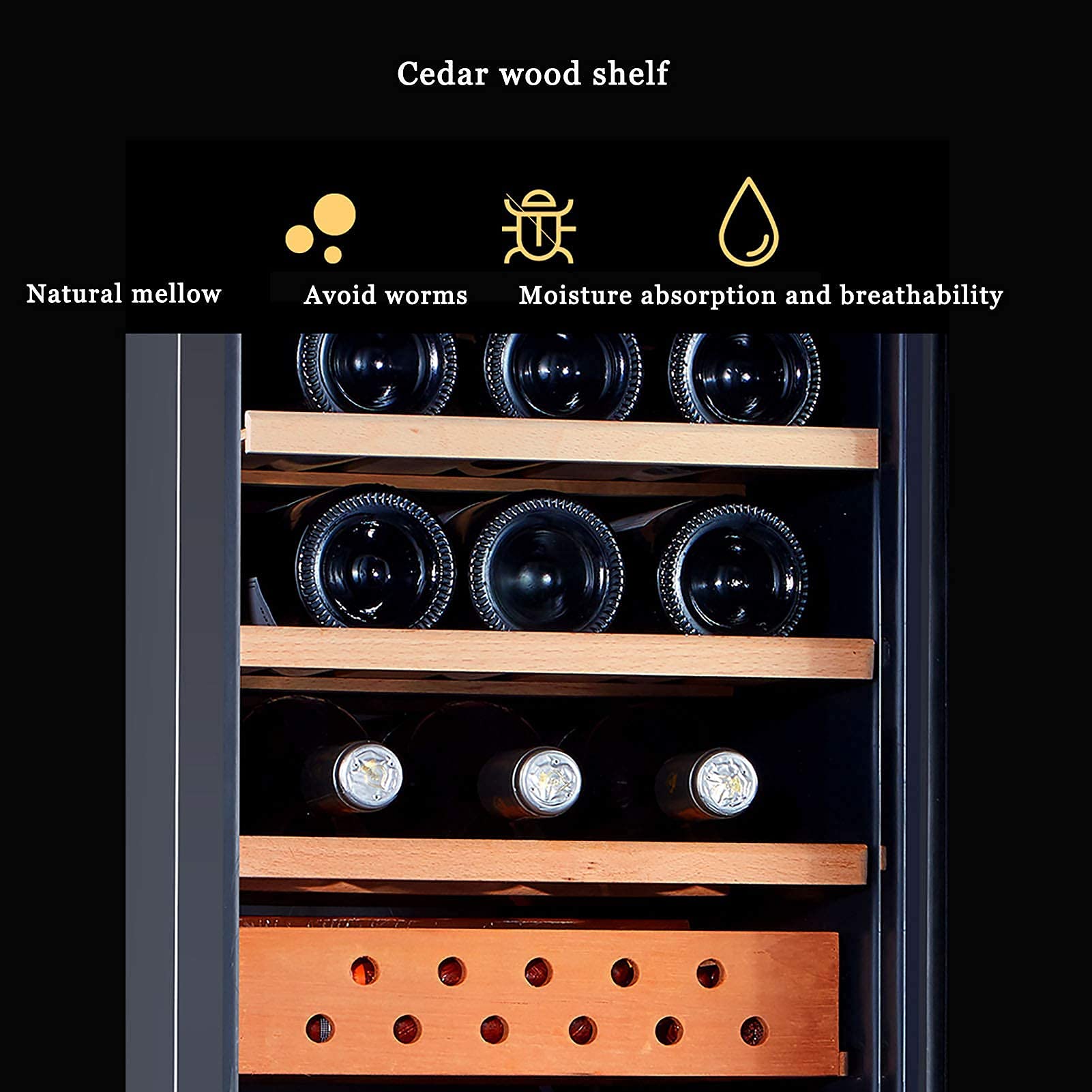 Zigarren-Humidor, Zigarren-Humidor, elektronischer Zigarrenkühler, Humidor, Zigarrenschrank + Weinschrank, Kapazität 300 Zigarren mit spanischen Zedernholzregalen, neues Touchscreen-Design