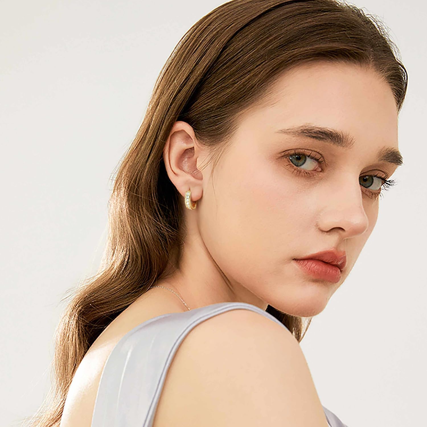 Gold Hoop Earrings for Women 14K Gold Earrings for Women Hoop Earring for Womens Beaded Texture for Vintage Vibe Elegant Cubic Zirconia Earring Hoops Trendy - Image 7