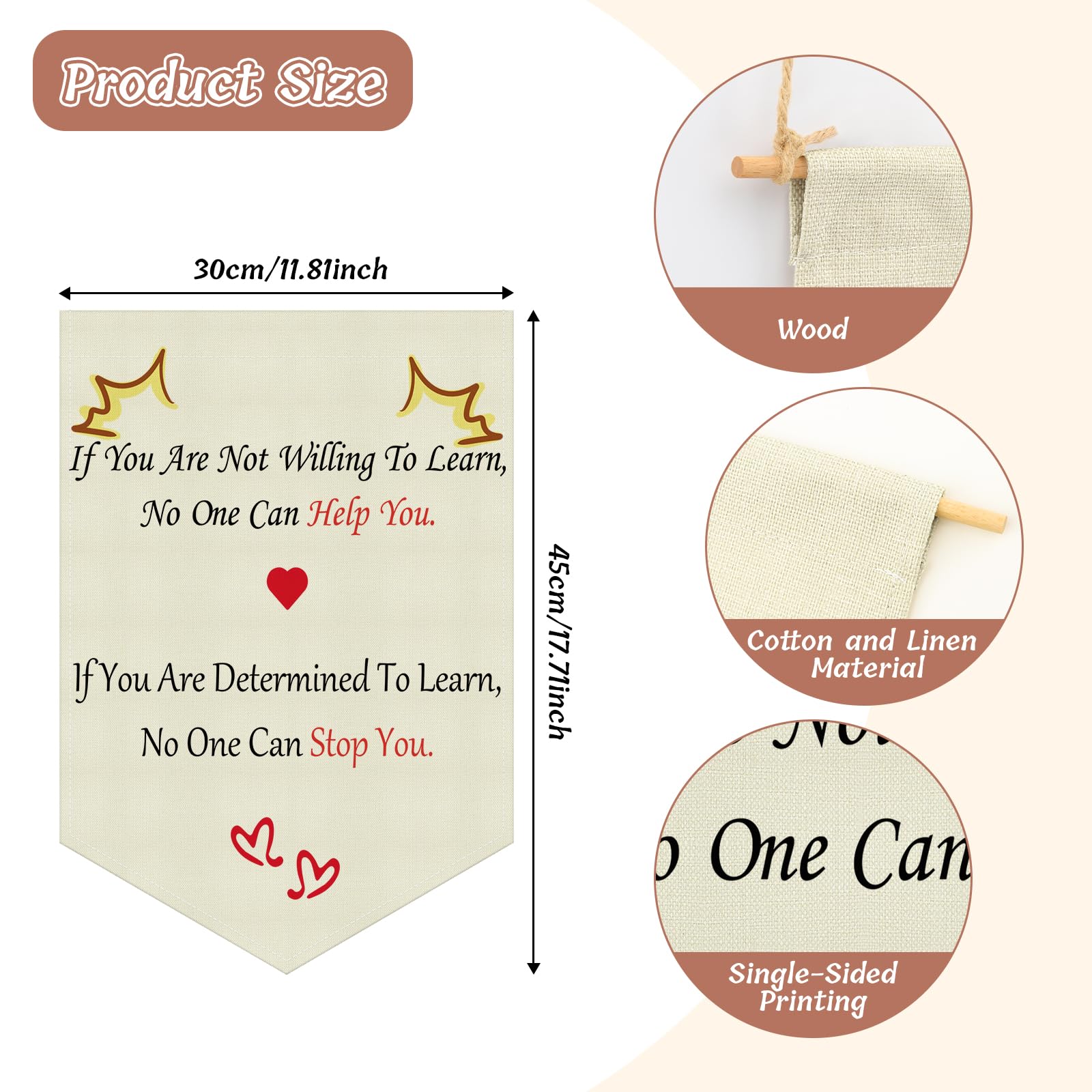 Motivational Wall Banner Classroom Banner Hanging Pennant Flag Playroom Banners Positive Quotes Inspirational Wall Sign Decor for Nursery Kids Room Bedroom Banners Christmas Birthday Gift Linen