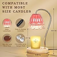 Vista 3 de Lámpara calentadora de velas con diseño de flores con temporizador, calentador de cera, altura ajustable, regalos de cumpleaños para mujeres, mamá