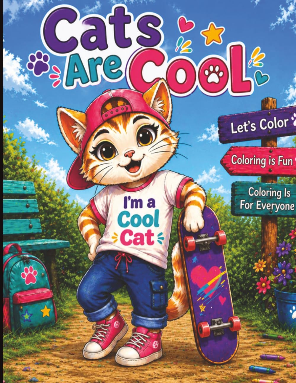 Cats Are Cool Coloring Book: Embark on a colorful adventure with Coots, the coolest kitty around!
