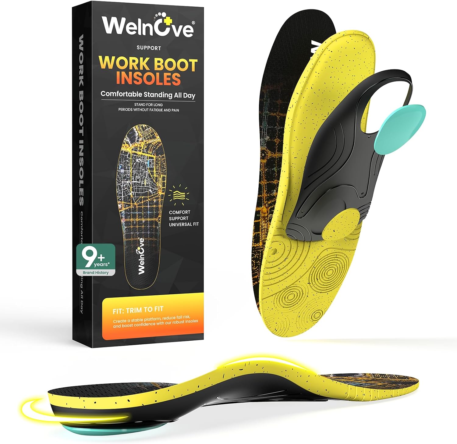 Achilles Tendonitis Insoles & Heel Pain Inserts: Dual-Layer Heel Support Inserts Cushion Impact for Achilles Tendonitis Relief & Heel Pain Relief​ - Shock Absorbing Inserts for Standing All Day - L