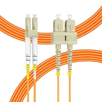 NewYork Cables Fiber Patch Cable | LC to SC Multimode Duplex OM2 50/125 Jumper Cord | 10M 32.8ft 10gb Fiber Optic Cable Orange