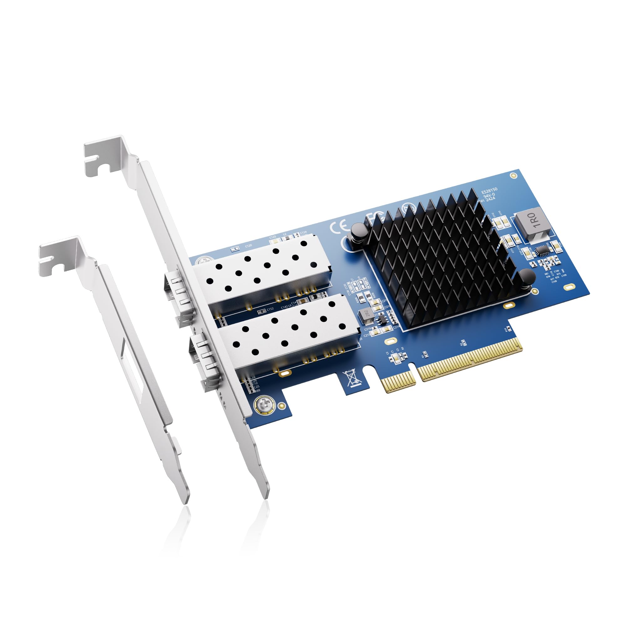BZUZI 10Gb PCIe NIC Network Card,Dual SFP Ports,Intel 82599 (X520-DA2) Controller,High-Speed Ethernet Adapter, Compatible with Windows Server, Linux, VMware,Low Profile Bracket Included