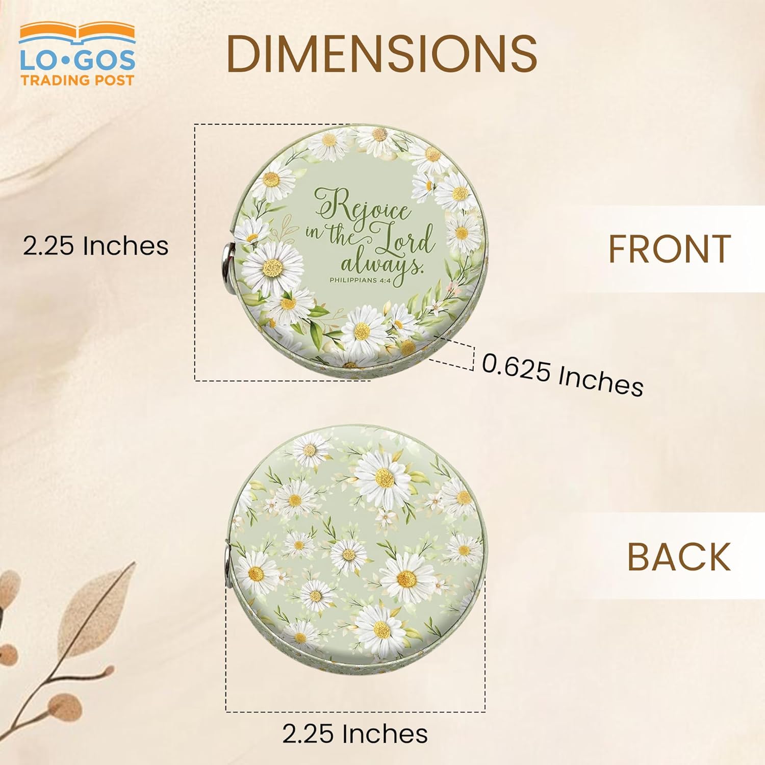 Retractable Measuring Tape (60 Inches / 150 Centimeters) – Measure Tape, Christian Gift Personalized with Philippians 4:4, Rejoice in The Lord - Gift for Gardener Woman