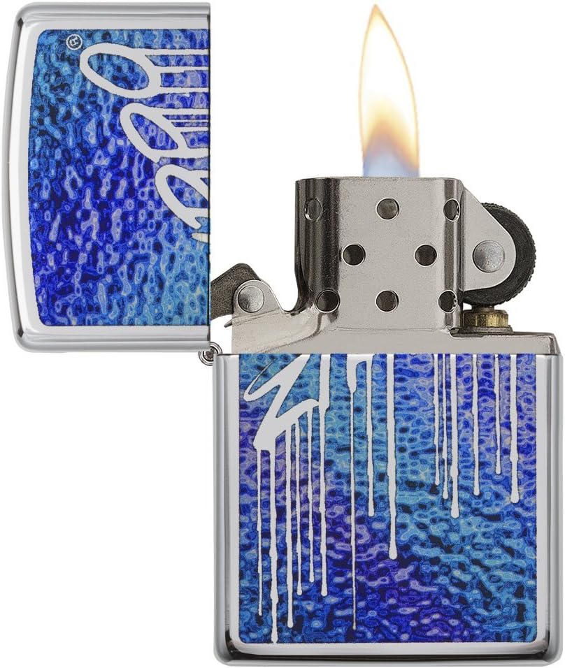 Zippo Logo Design Lighters Chrome High Polish Chrome Fusion Purple/Blue