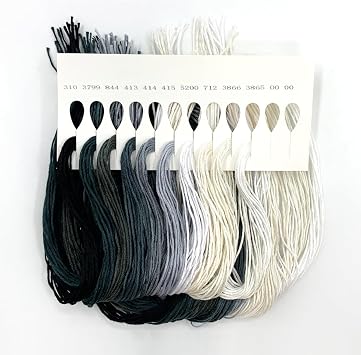 1 Pieces Cross StitchEmbroidery Floss,100% Eco-Cotton Cotton Premium Skeins, Ideal for Arts & Crafts Black and White Gradient Series 67896