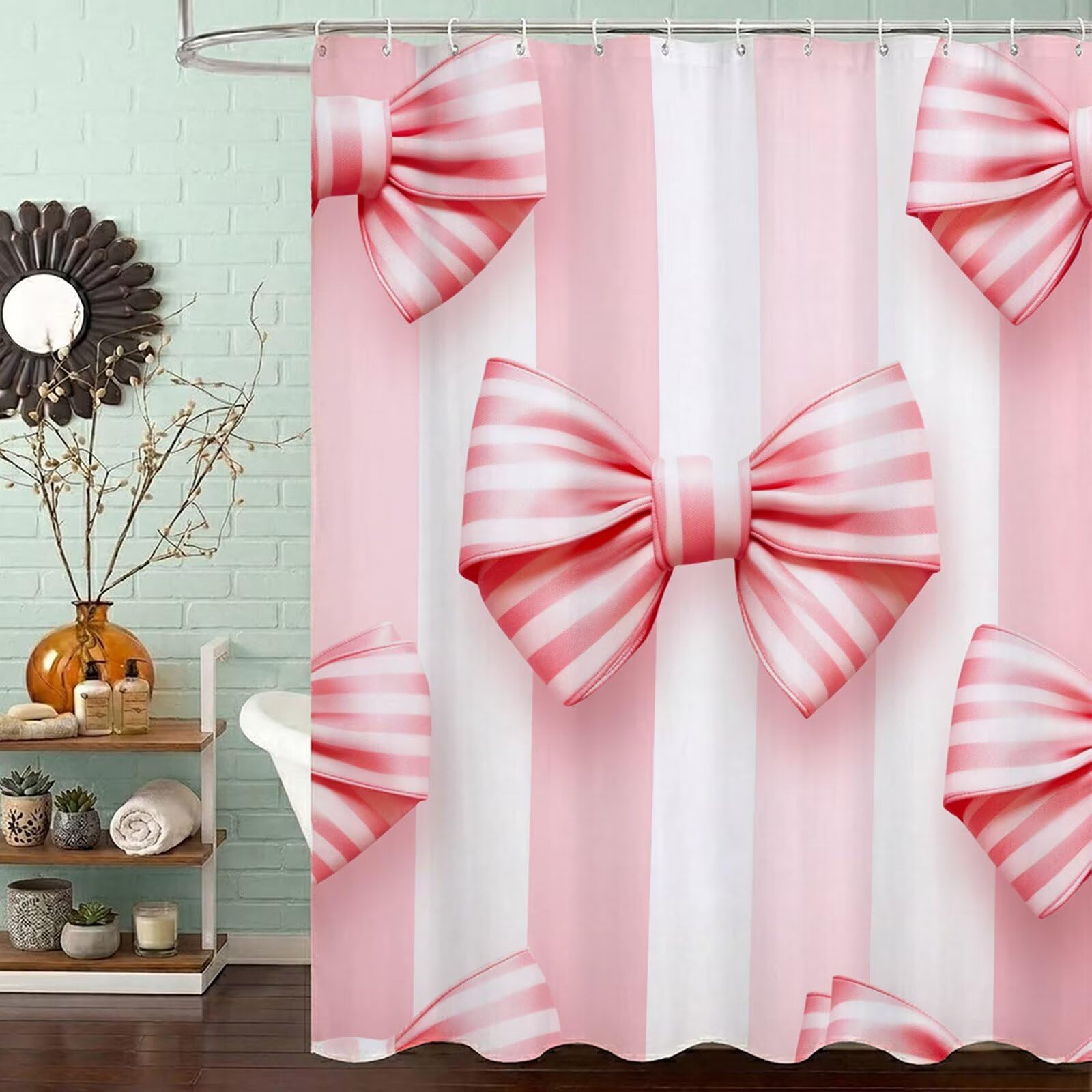 Rideau de douche rayé en polyester haute densité de qualité supérieure 220x200