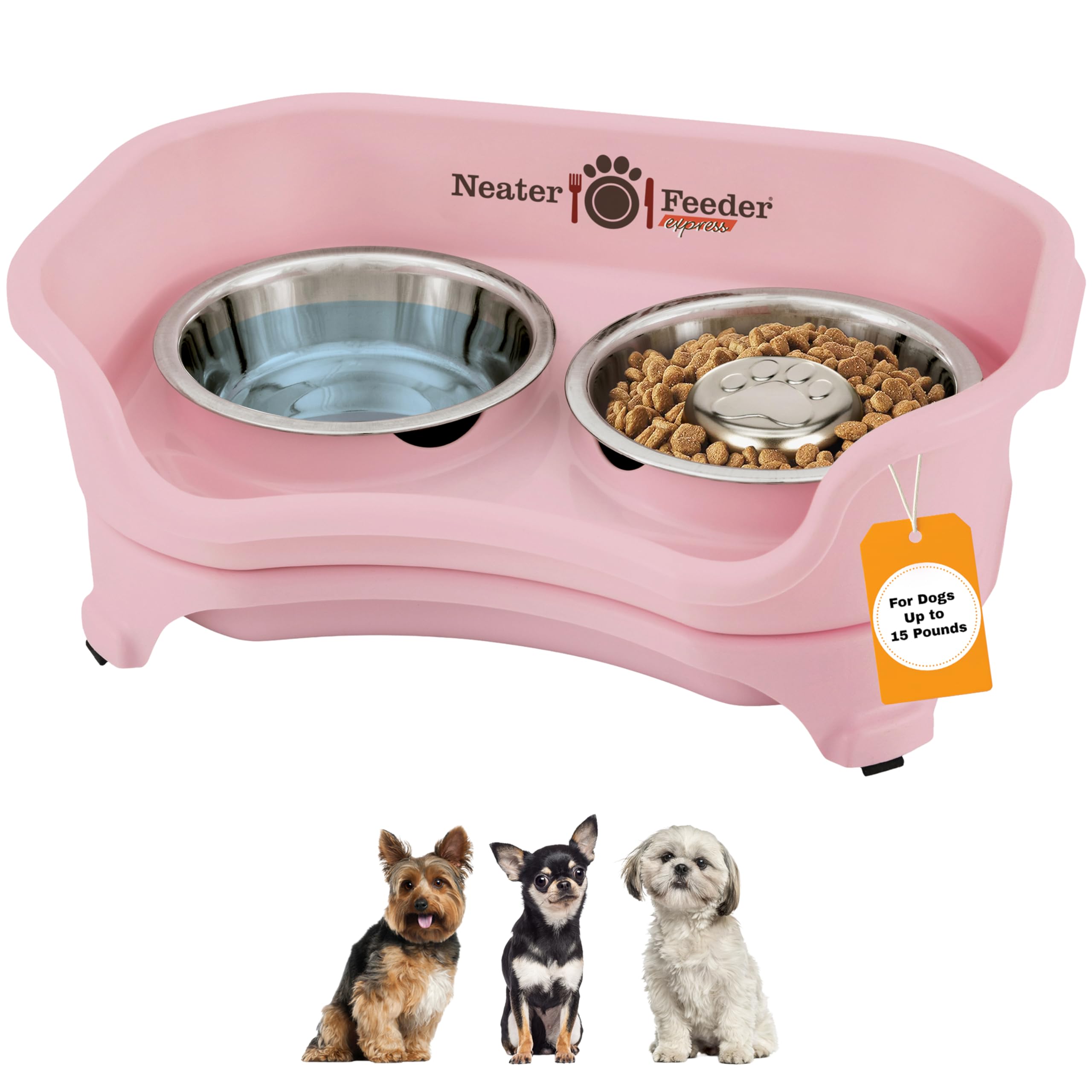 Neater Feeder Express Mess Proof Dog Bowls Elevated for Small Breeds under 15 Lb, Made in USA, No Spill Raised Dog Food Bowl Stand, Stainless Steel Food and Water Bowl Set, Feeding Station, Cappuccino — Amazon image 17