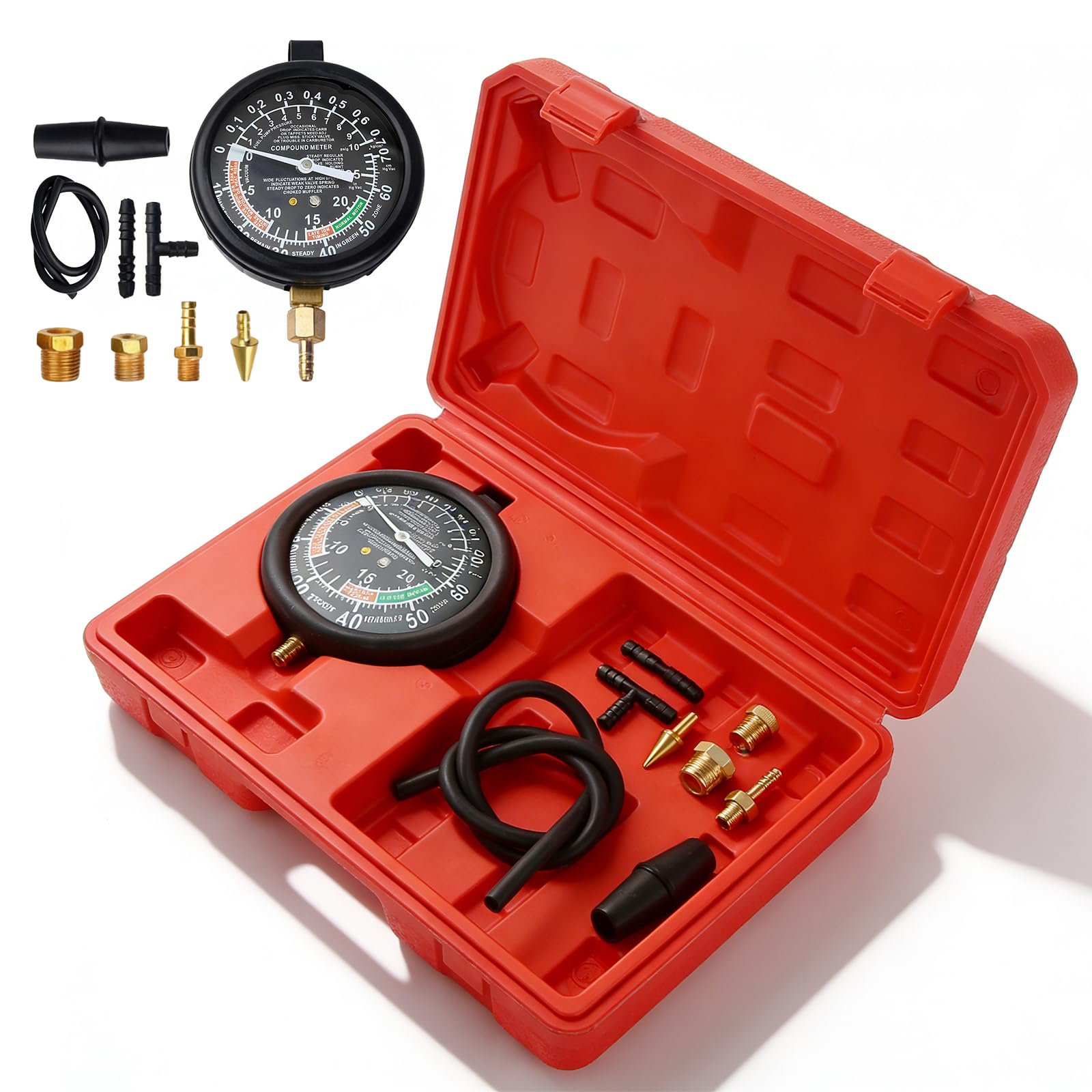 Tester di Pressione Sotto Vuoto 0-10 PSI Tester di Vuoto della Pompa del Carburante, Tester di Pressione Carburatore, Tester di Pressione per Carburatore e Pompa Adatto a Diversi Modelli di Auto