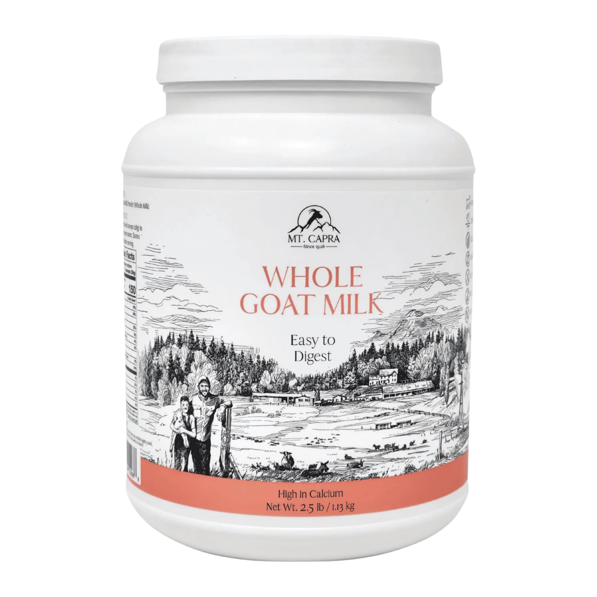 Mt. CapraWhole Goat Milk | Powder from Non-GMO, Grass-Fed Goats, Creamy, Great Tasting, Easy to Digest, A2 Milk | 40 Servings - 2.5 Pounds