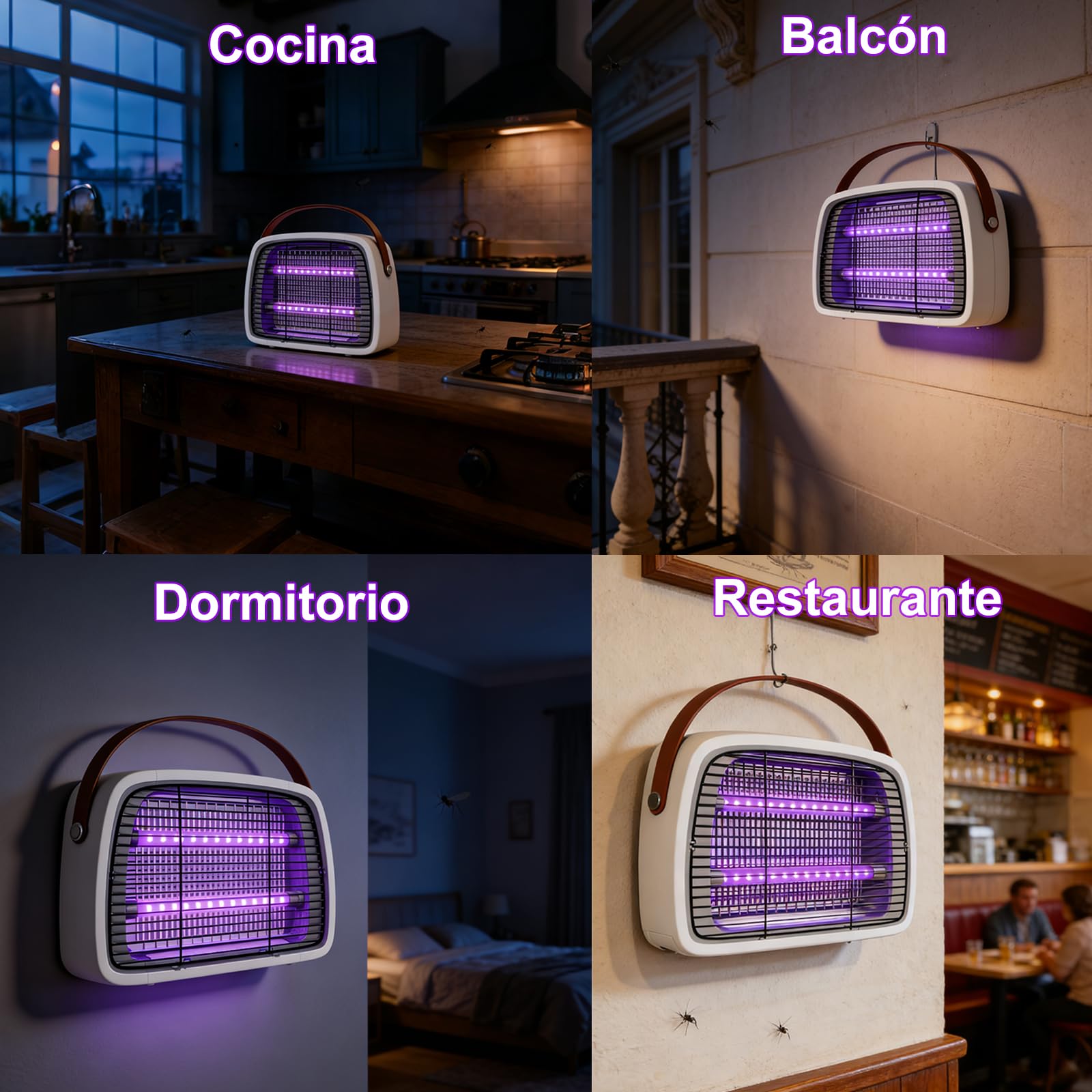 lampara antimosquitos con 2 * 6W UVA-Leds‌, Mata Mosquitos Electrico 3800V, Atrapa Mosquitos, Moscas, Polillas, Zancudos y más, ‌No tóxico e Inodoro