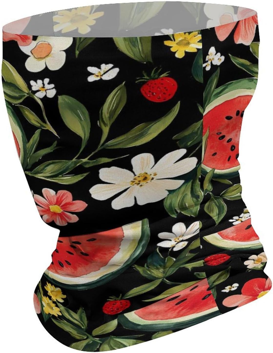 Watermelon Strawberry Daisy Flowers Neck Gaiter Windproof Face Mask Bandanas for Men Women Cold Weather Scarf