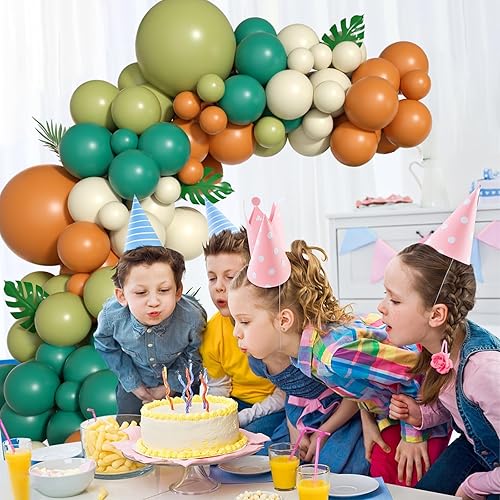 Miniatura 5 de Kit de guirnalda de globos de color verde salvia y marrón, 105 unidades de safari de la selva con globos de látex blanco arena, arco para cumpleaños