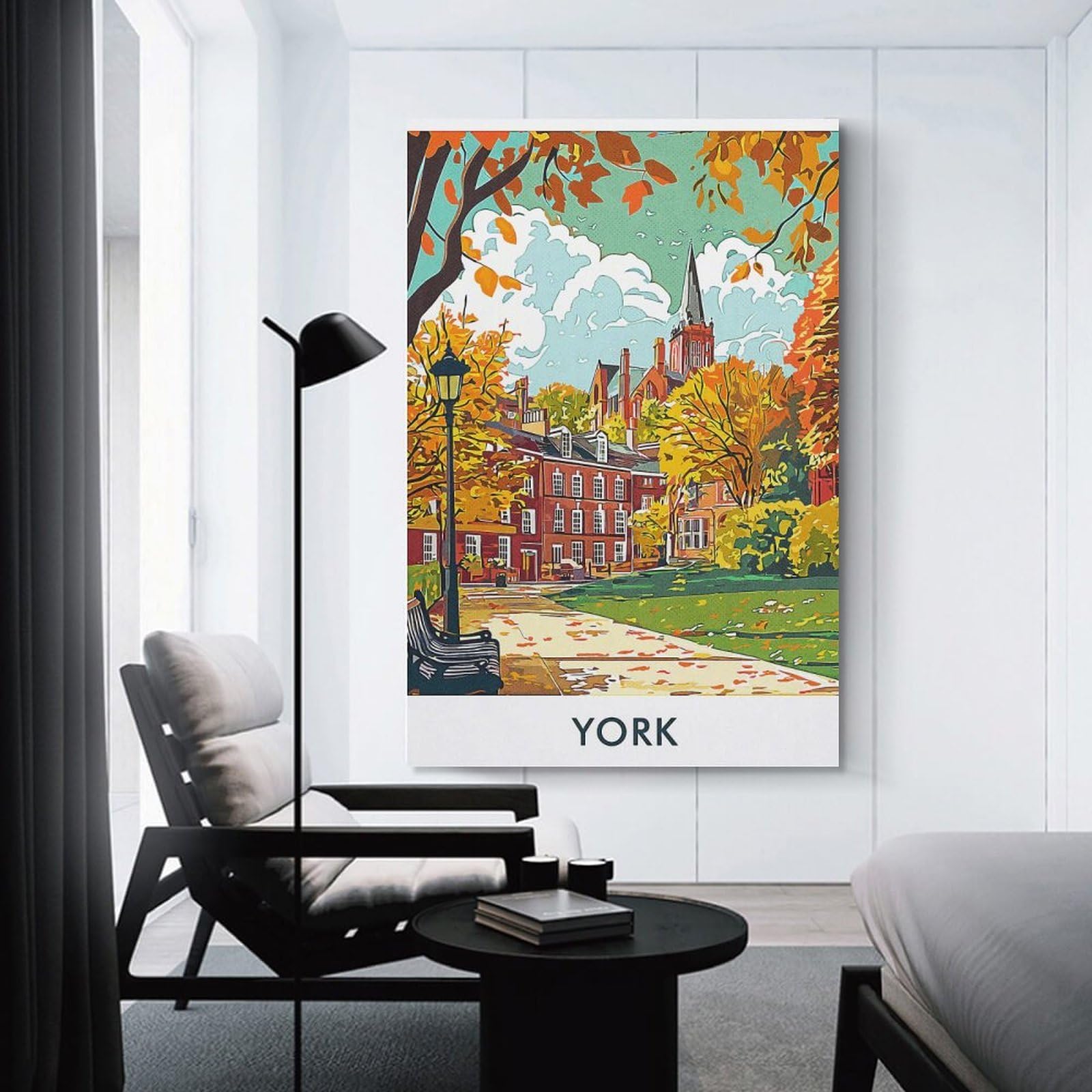 Junmoney Canvas Wall Picture York Cityscape Autumn, 20x30inch(50x75cm), for Study, Office Or Focused Interiors, Wall Art That Adds Style to Work Areas