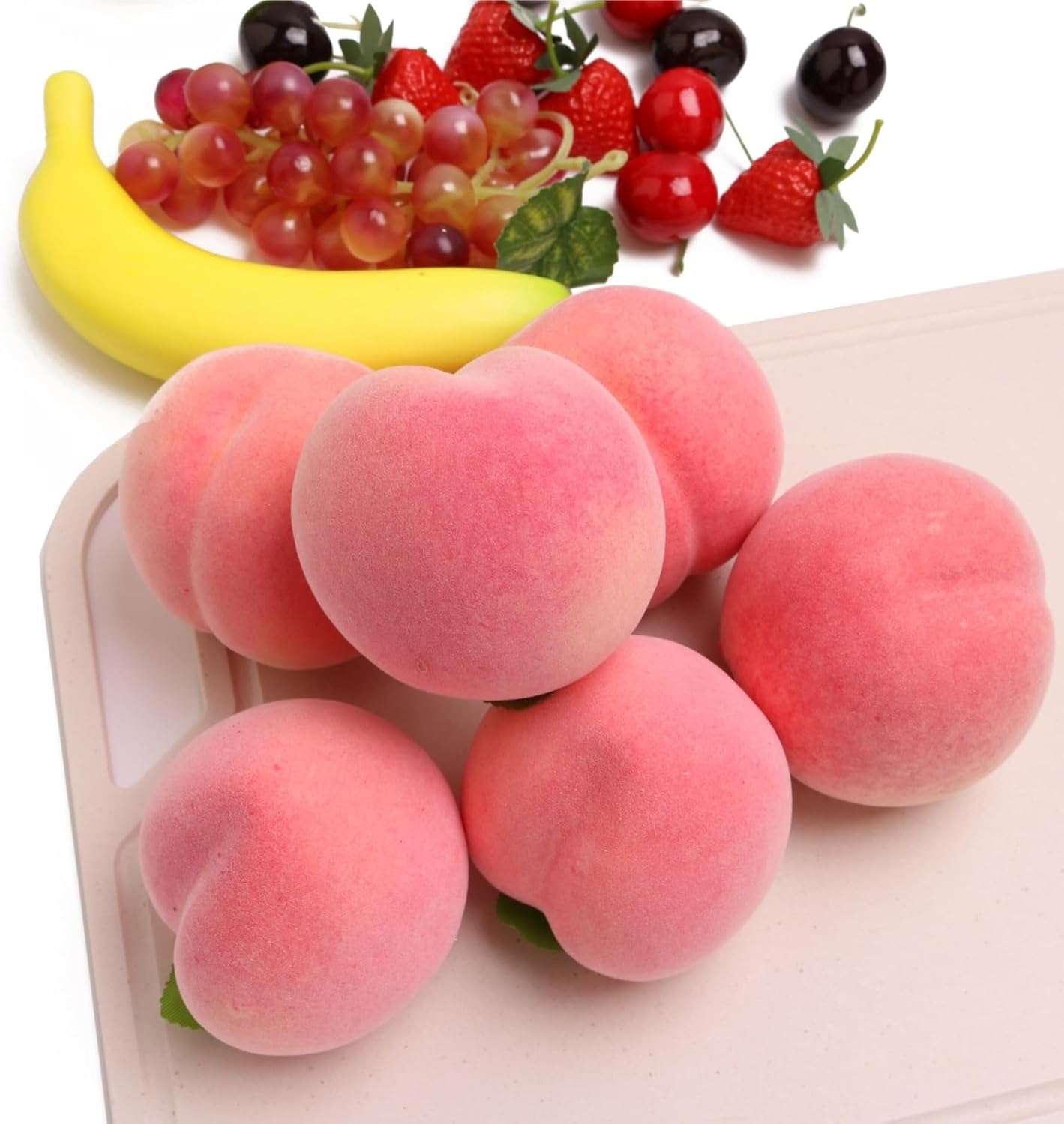 Plastic Fruits for Decoration 6 Pieces of Artificial Peach Fake Fruits Suitable for Home Decoration Lifelike Simulation Fruits