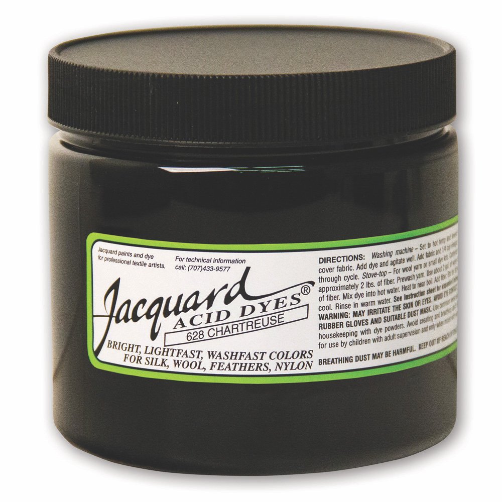 JacquardAcid Dye 8oz Jar Chartreuse - Acid Dye for Wool, Silk, Alpaca, Feathers, Cosplay Wigs and Nylon - Powder Wool Dye for Full Coverage Dyeing - Vibrant Acid Silk Dye