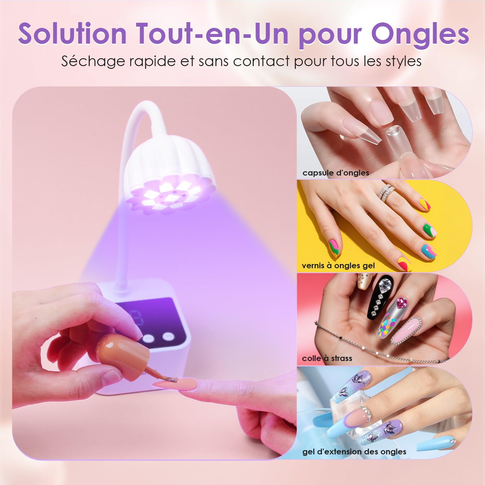 Delanie 35W Lampe UV Ongles Gel avec Capteur Automatique Intelligent & Écran LCD, Séchage Rapide 4 Minuterie de 10s/30s/60s/90s, Design Col de Cygne Flexible pour Manucure à Domicile et en Salon