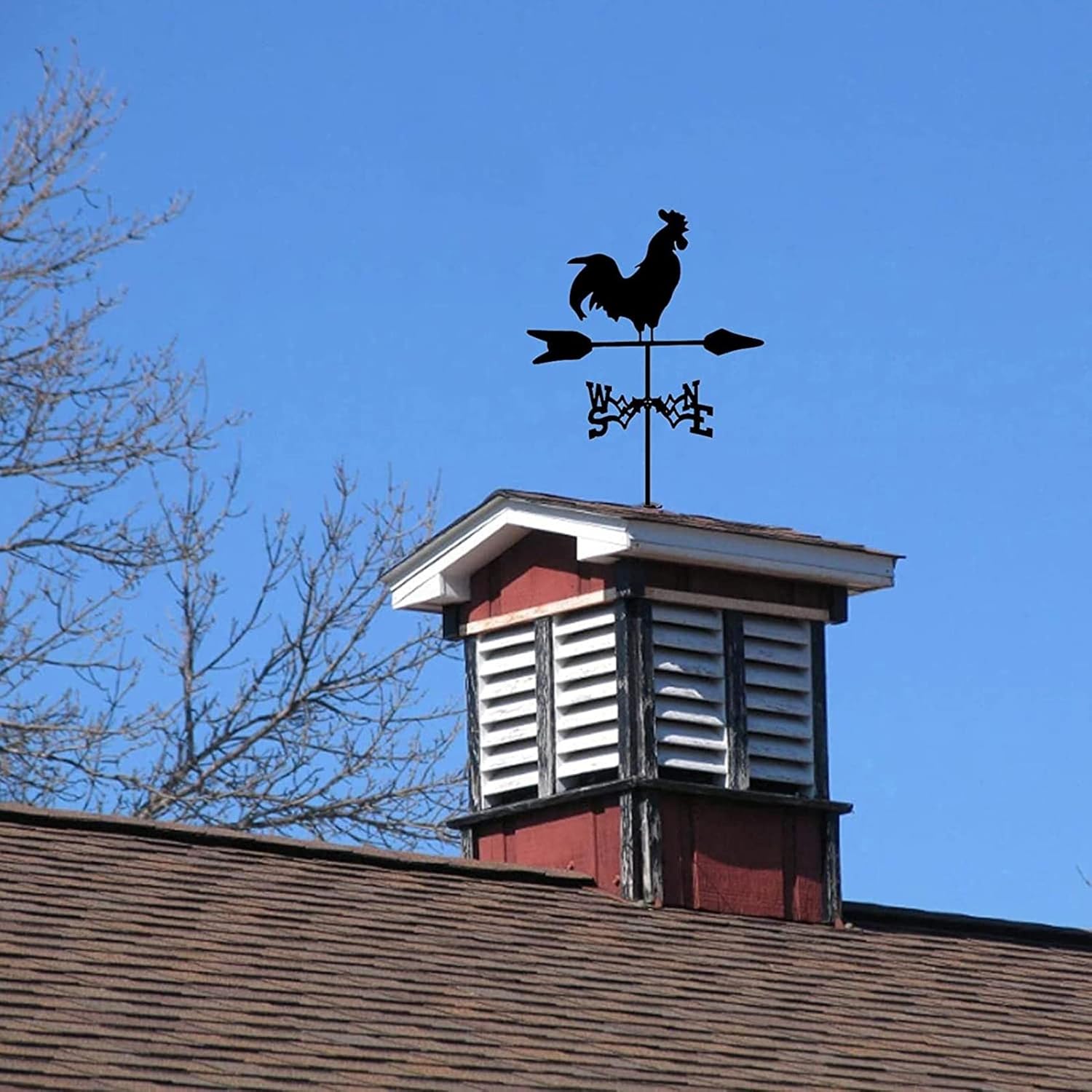 風見鶏 ルーフマウント付き 農場 ステンレススチール ホームウェザーベーン 風向計 風向計 装飾を示す風向 庭の屋根測定ツール