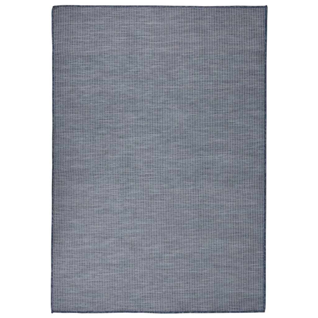 Tapis de jardin bleu 160x230 cm en polypropylène haut de gamme avec tissage plat dense