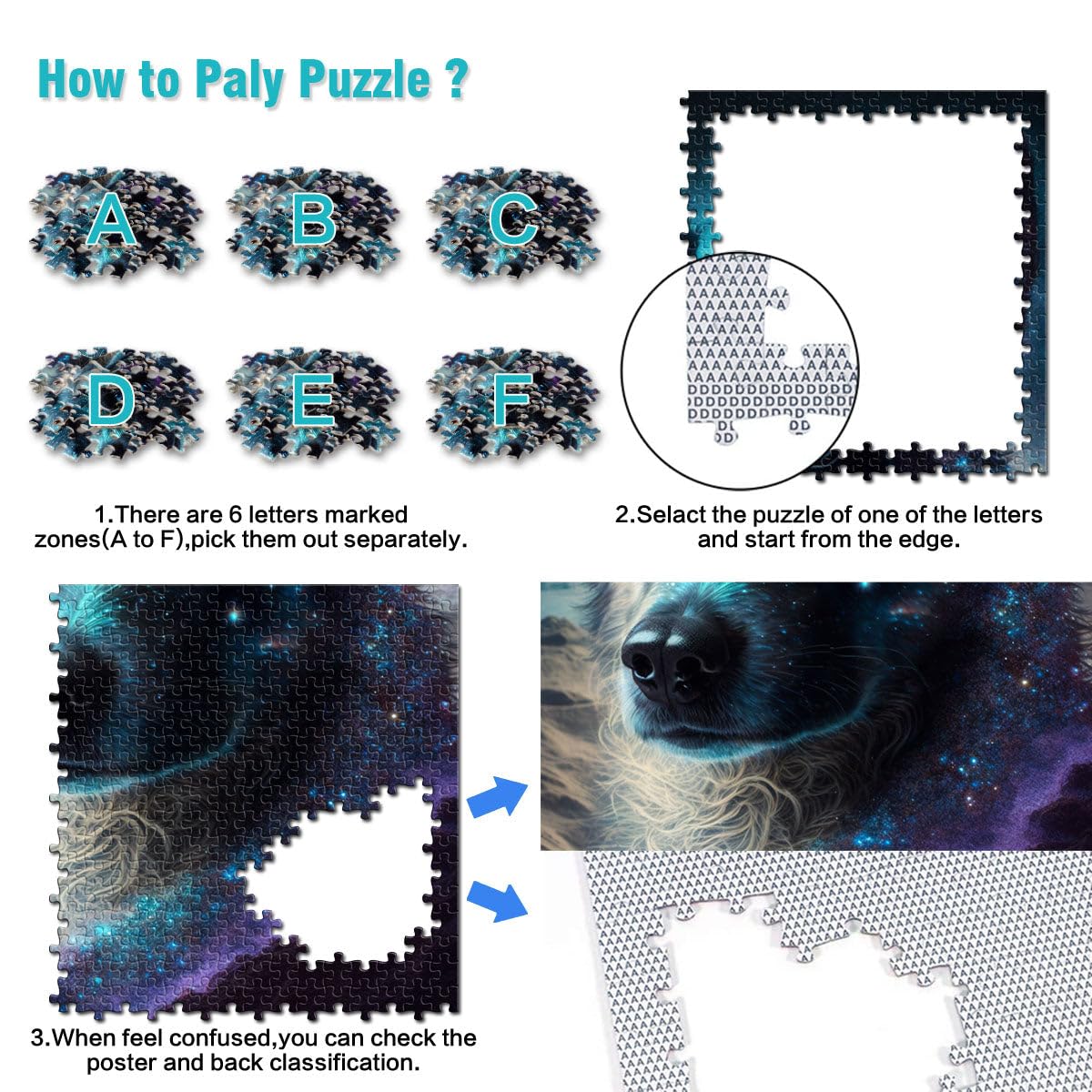 Puzzles para adultos 2000 piezas Galaxy Border Collie DIY Puzzle Toys Stress Reliever Staycation Kill Time 27,56 pulgadas x 39,37 pulgadas Adecuado para adolescentes de 14 años y mayores