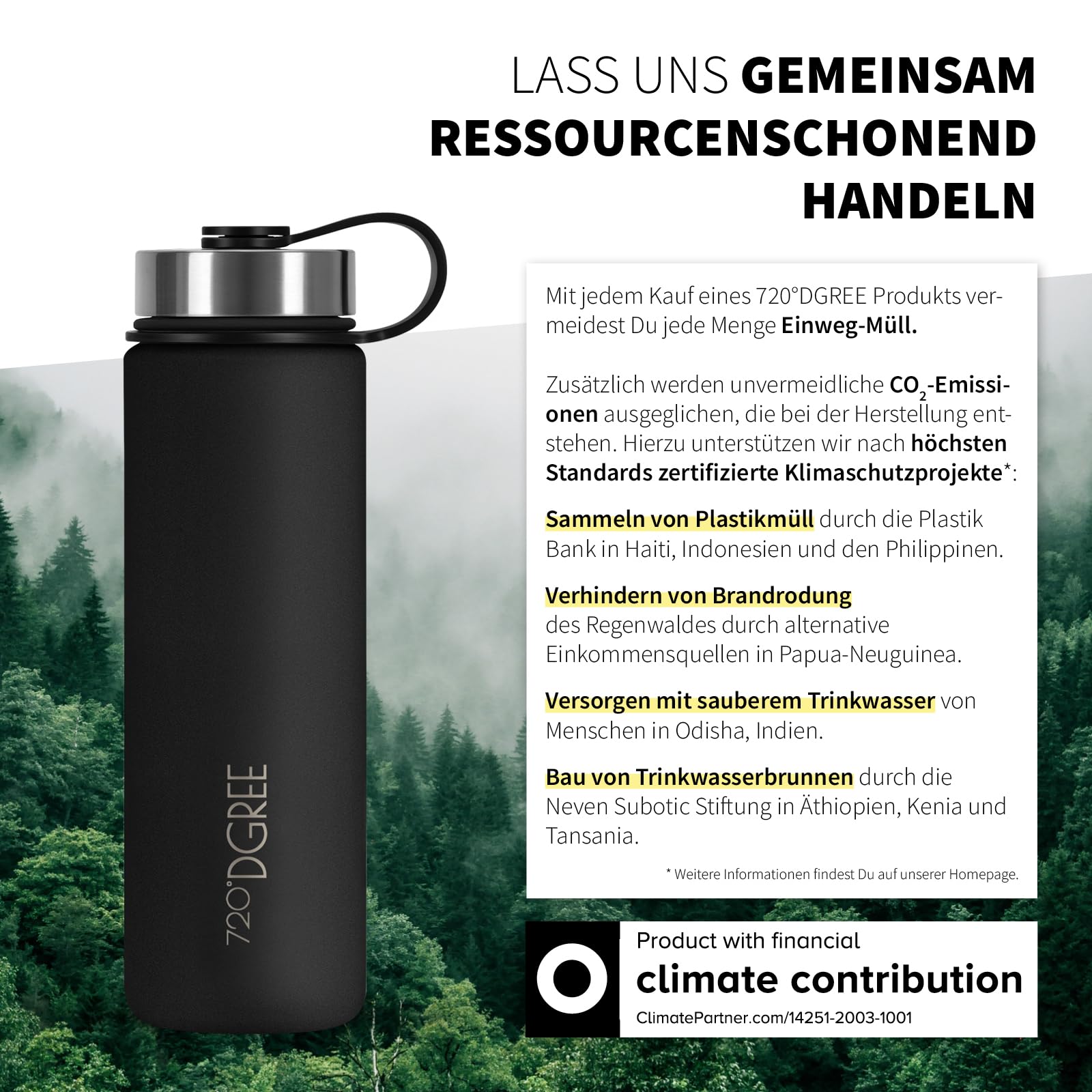 720°DGREE Edelstahl Trinkflasche 1200ml “noLimit” - Auslaufsicher, Kohlensäure geeignet, BPA-Frei - Thermosflasche, Isolierflasche mit Schraubverschluss für Sport, Fitness, Outdoor +Gratis Sportdeckel