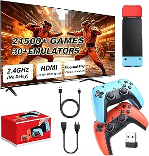 NOBES Upgraded Retro Game Console Video Game Stick, 21500+ Classical Games with Dual 2.4G Wireless Gamepads, Plug & Play for TV HDMI Output, Gift for Boys and Adults