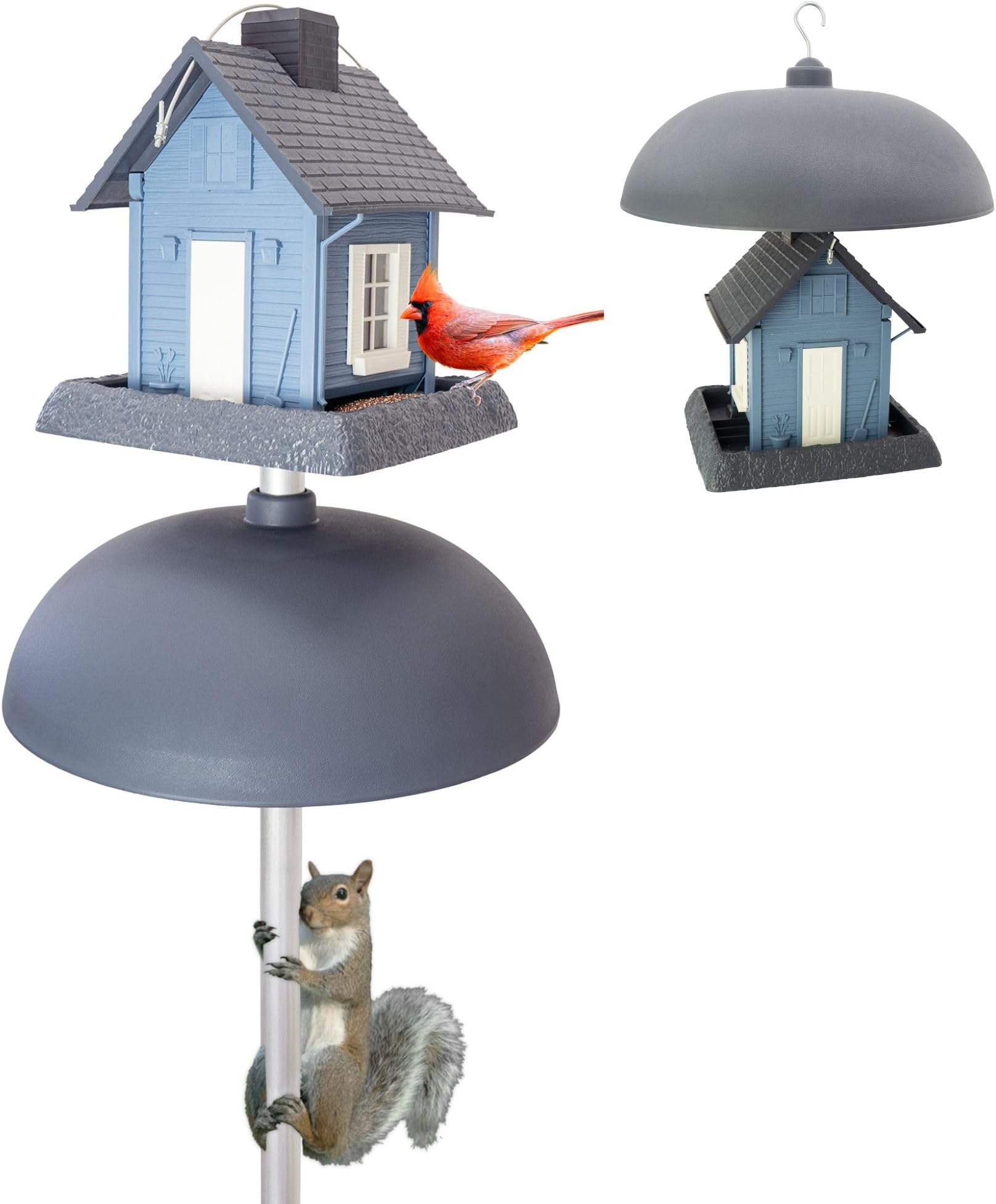 North States - Two-Way Squirrel Baffle: Squirrel Guard for Bird Feeders; Protects Hanging or Pole Mounted Birdfeeders - Gray