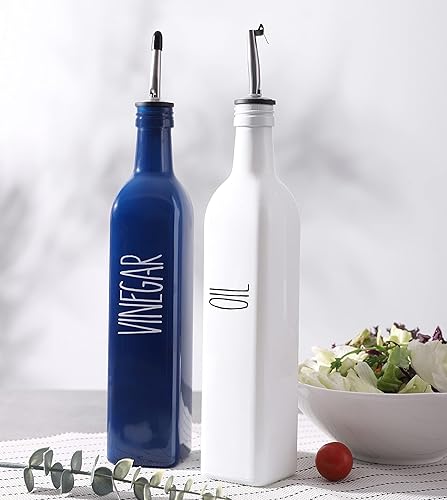 Miniatura 4 de Juego de dispensador de aceite y vinagre de vidrio para cocina, botella dispensadora de aceite de oliva de 17 onzas con boquilla de vertido, botella