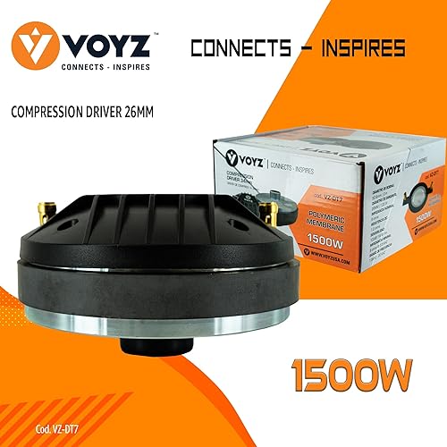 Miniatura 2 de VOYZ Controlador de compresión de garganta con bobina de voz de titanio de 2 pulgadas, 1500 vatios, potencia máxima, 8 ohmios, 103 dB,