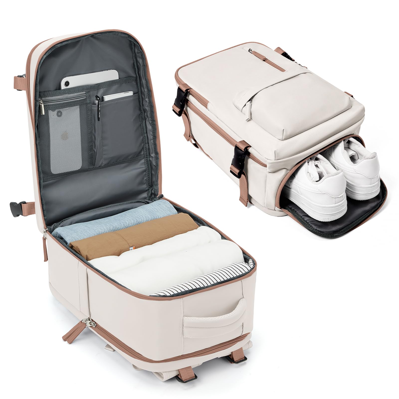 BJLFS Borse da Cabina per Ryanair 40×20×25 Zaino da Viaggio con Sottovuoto Bagaglio a Mano Easyjet 45×36×20,Zaino con sistema di compressione,Zaino Casual per laptop da 14 pollici per scuola