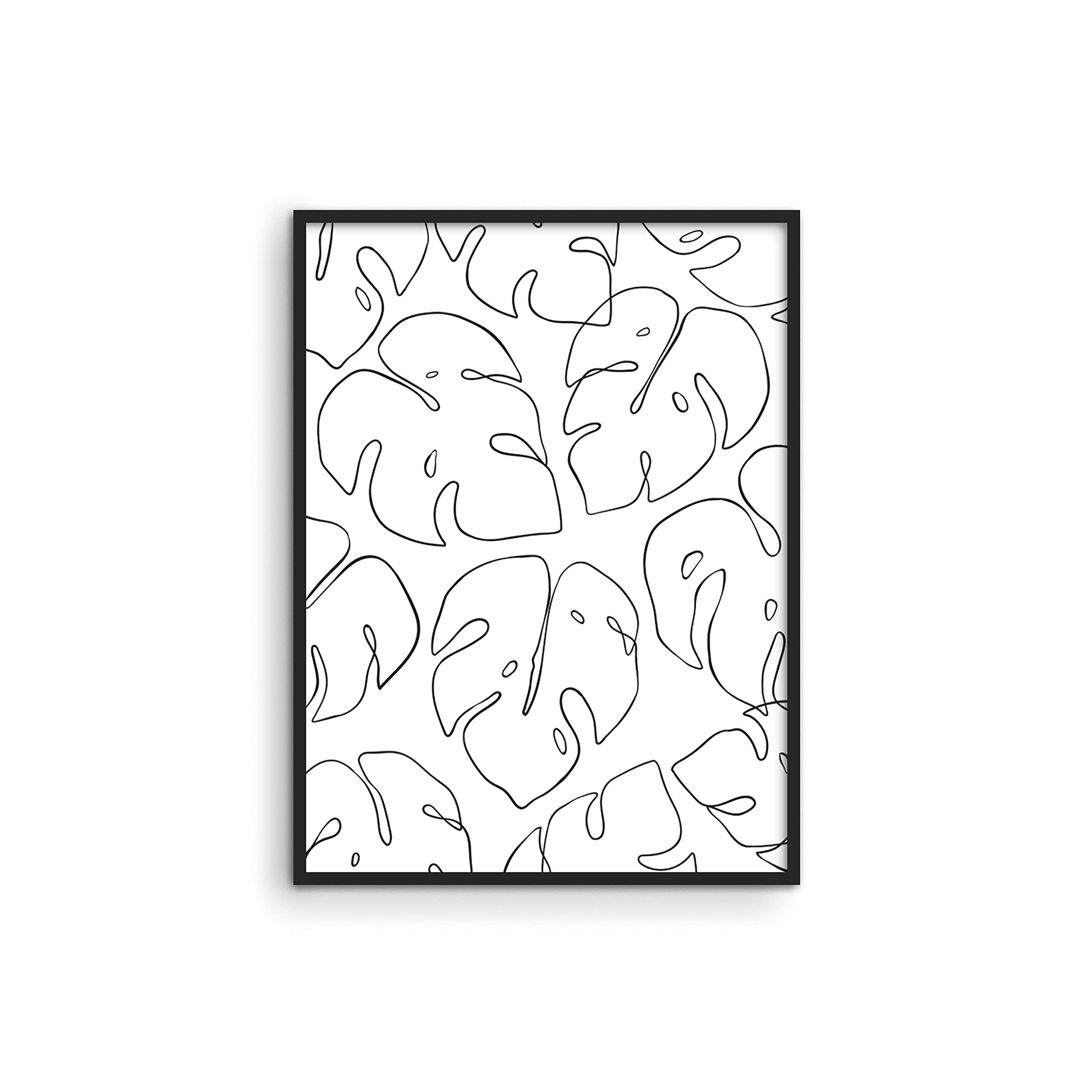 HAUS AND HUES Tropical Leaves Prints Monstera Leaf Decor - Leaf Prints Wall Art Botanical Line Drawing Print Palm Leaf Prints Palm Leaf Print Wall Art UNFRAMED 12" x 16" (Monstera Collage)