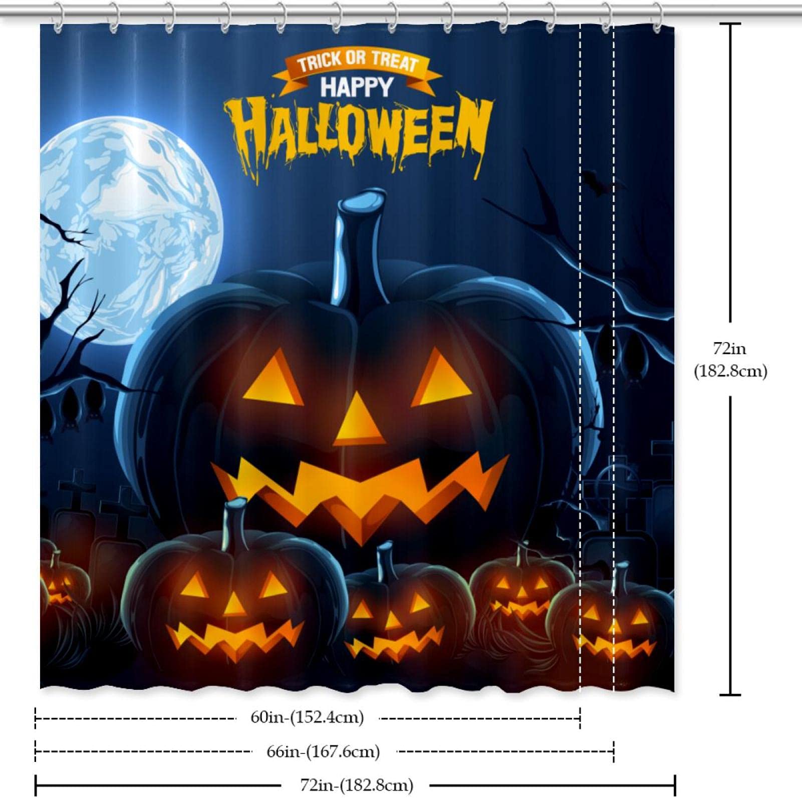 Tenda Da Doccia Halloween Zucca 180x180cm - Impermeabile, Con Ganci, Decorazione Festivit&agrave;