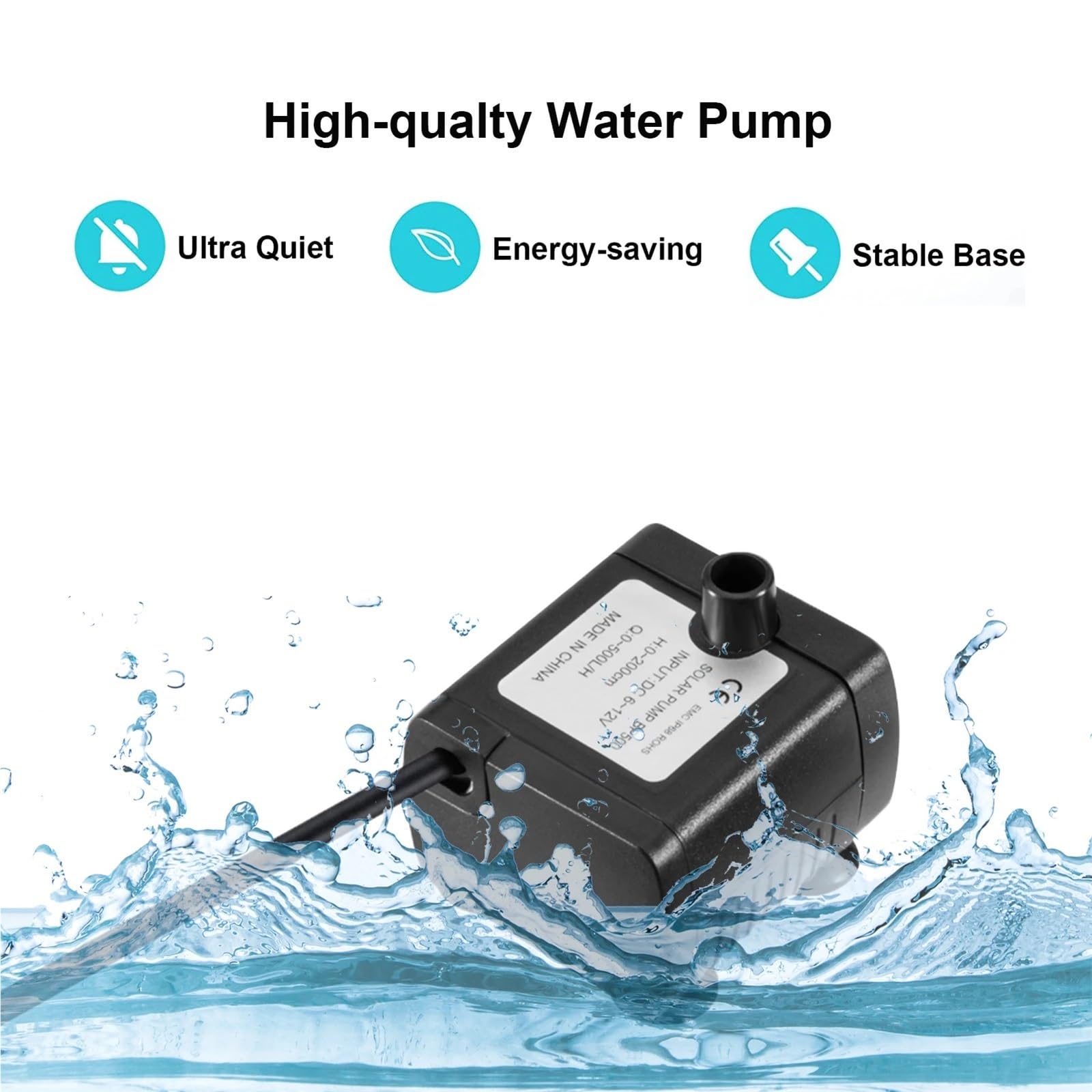 Bomba de Fuente Solar de 10 W con Panel Solar Grande y 3 boquillas, para baño de pájaros, pecera, Estanque pequeño, Bomba de Agua para jardín