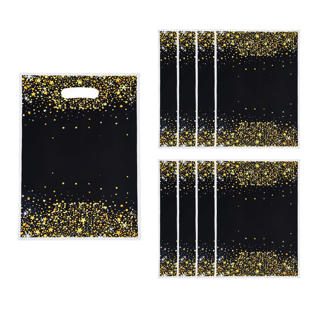 50 Packs Gold Star Gift bags Cellophane Bag for Treat Candies Donuts in Parties(black star)