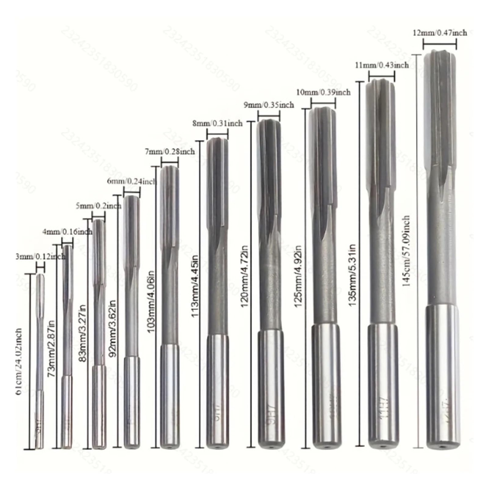 Alesatore In Acciaio Rapido HSS For Macchina Con Manico Dritto 1/4/5/6/8/9/10 Pezzi 10-20 Mm H7(6pcs 4-12mm Set H7)