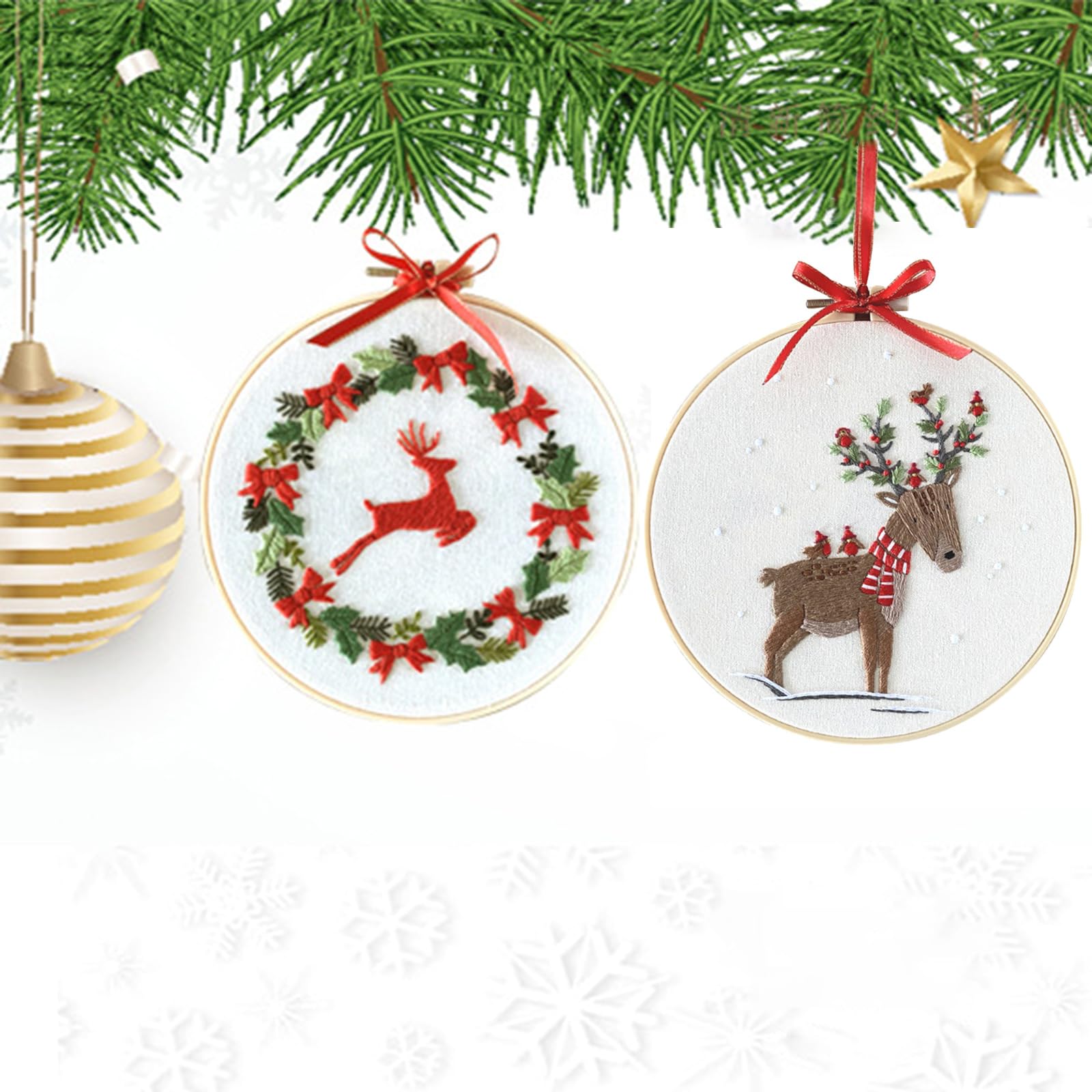 Amazon | Csnbfiop クリスマスオーナメント刺繍セット 初心者向け