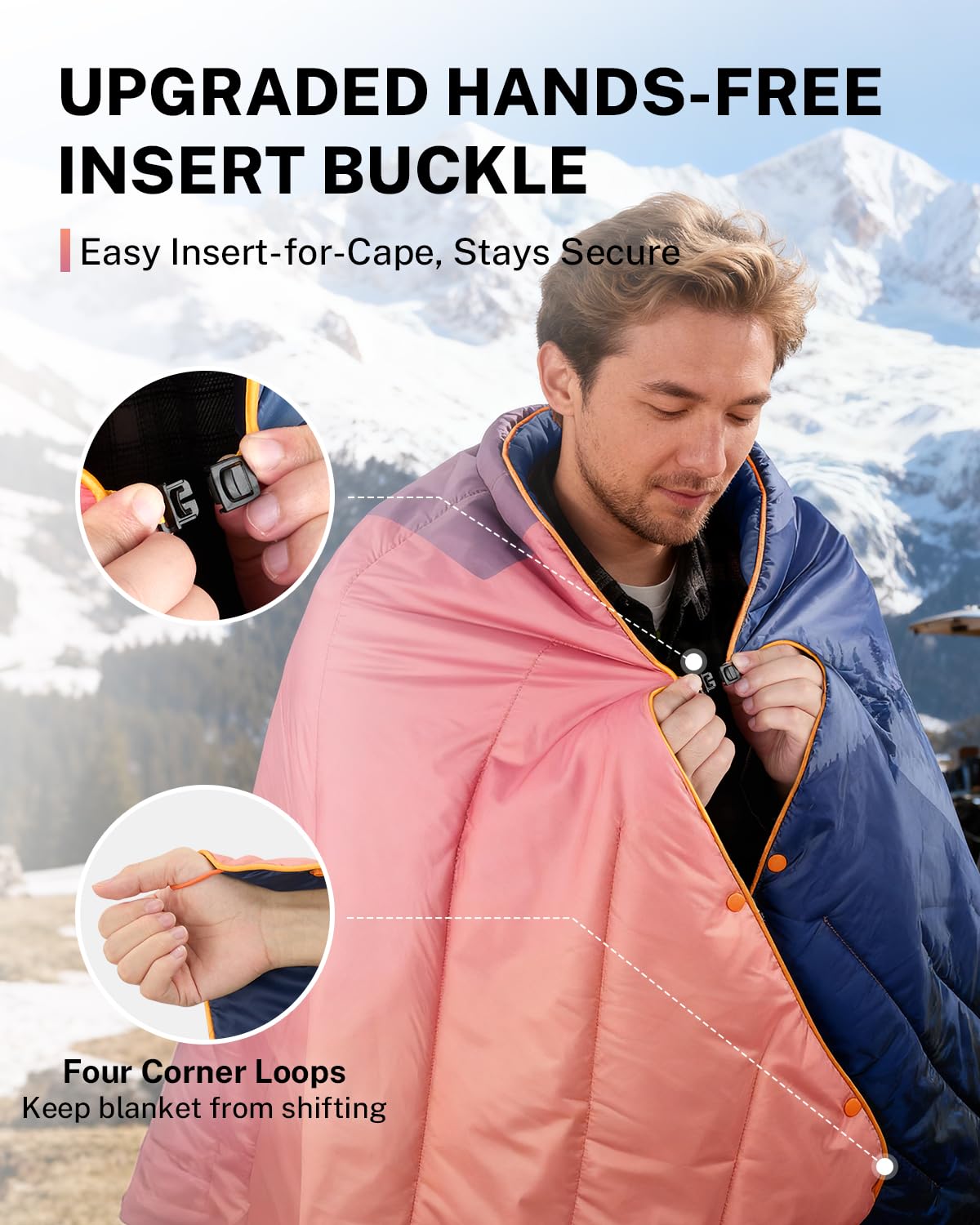 Gonex Coperta da campeggio, impermeabile, calda e compatta, 200 x 140 cm | Design a poncho, traspirante, in poliestere impermeabile 40D, lavabile in lavatrice, per campeggio e viaggi